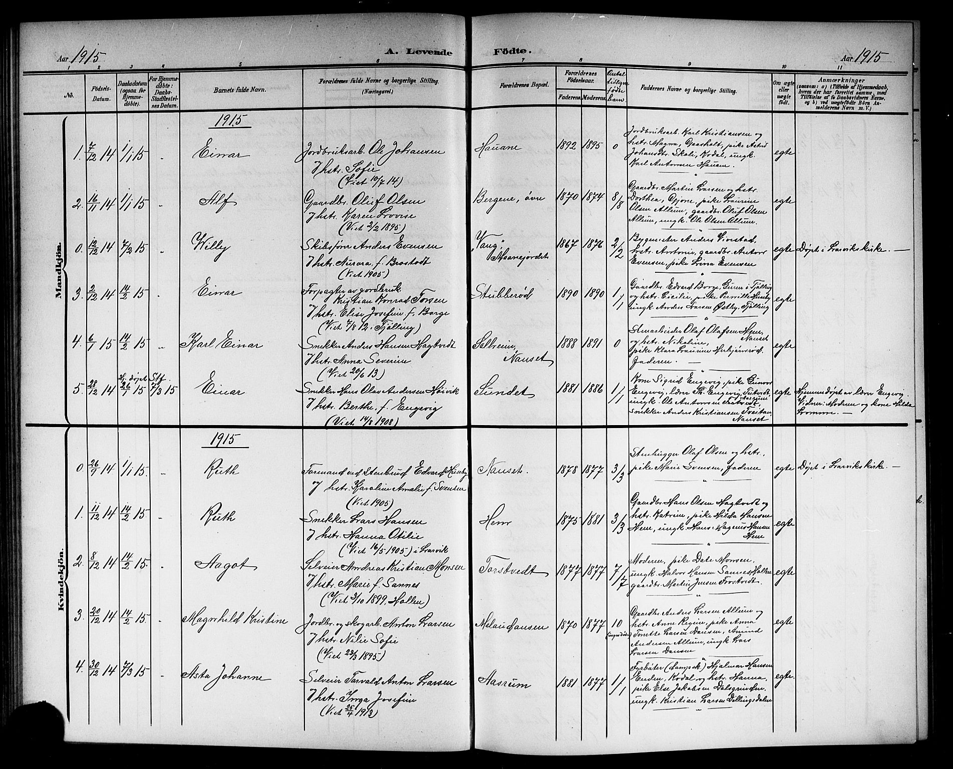 Hedrum kirkebøker, AV/SAKO-A-344/G/Ga/L0004: Parish register (copy) no. I 4, 1902-1915
