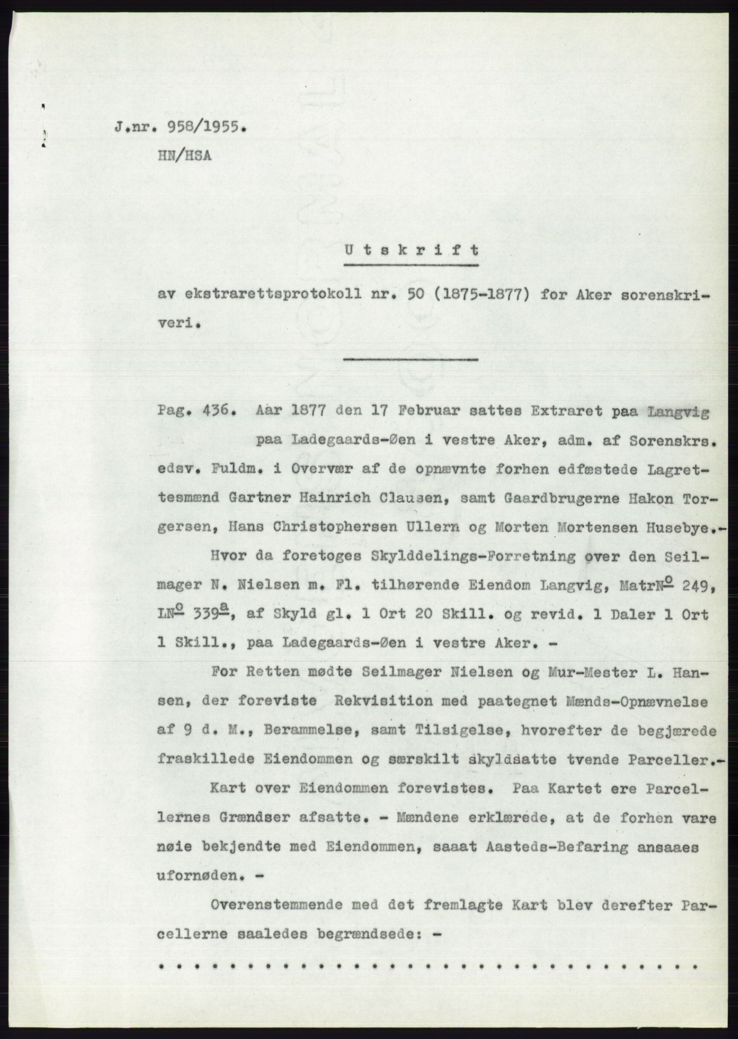 Statsarkivet i Oslo, SAO/A-10621/Z/Zd/L0003: Avskrifter, j.nr 714-1202/1955, 1955, p. 154