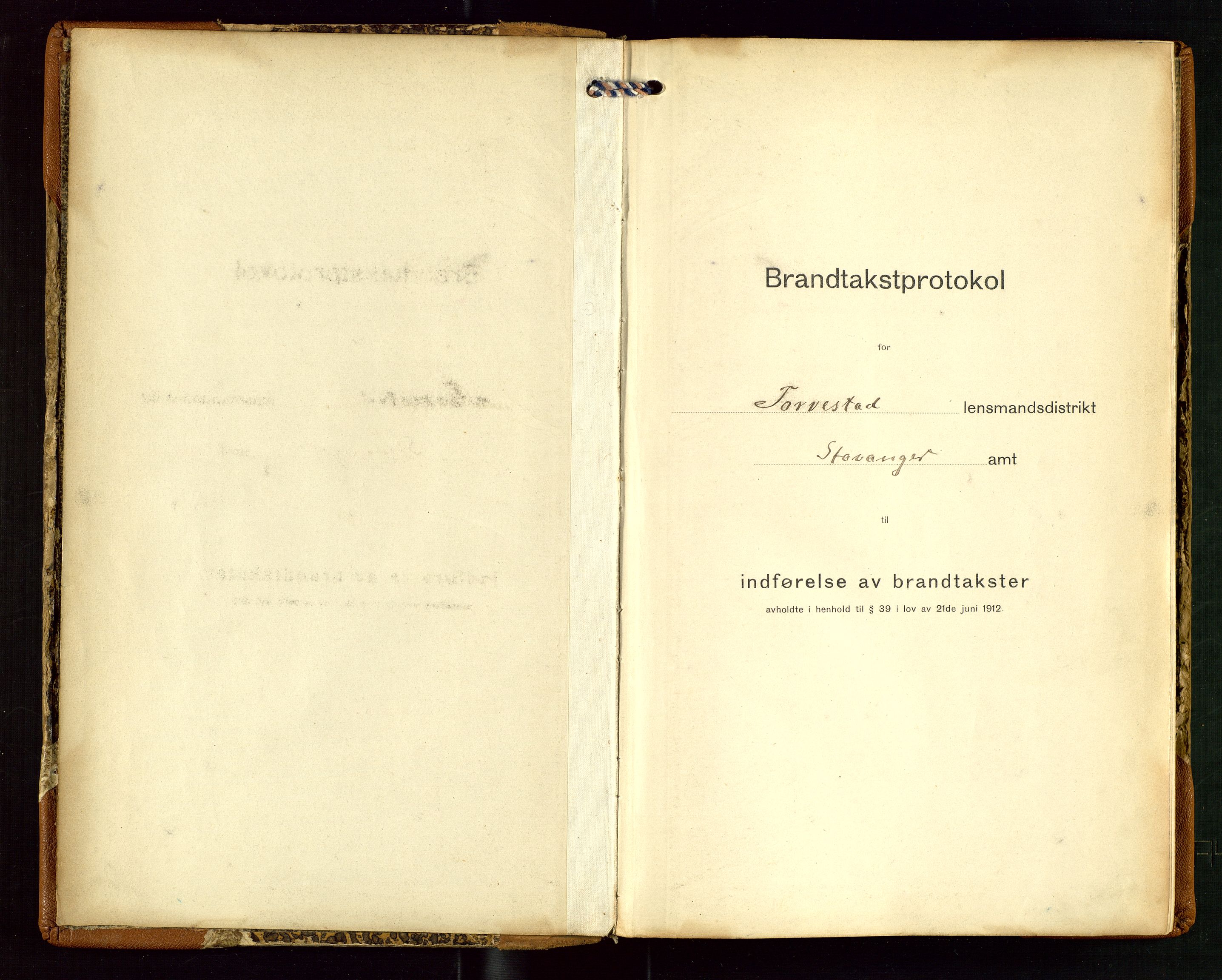 Torvestad lensmannskontor, SAST/A-100307/1/Gob/L0005: "Brandtaxationsprotokol for Torvestad Lensmannsdistrikt", 1915-1928