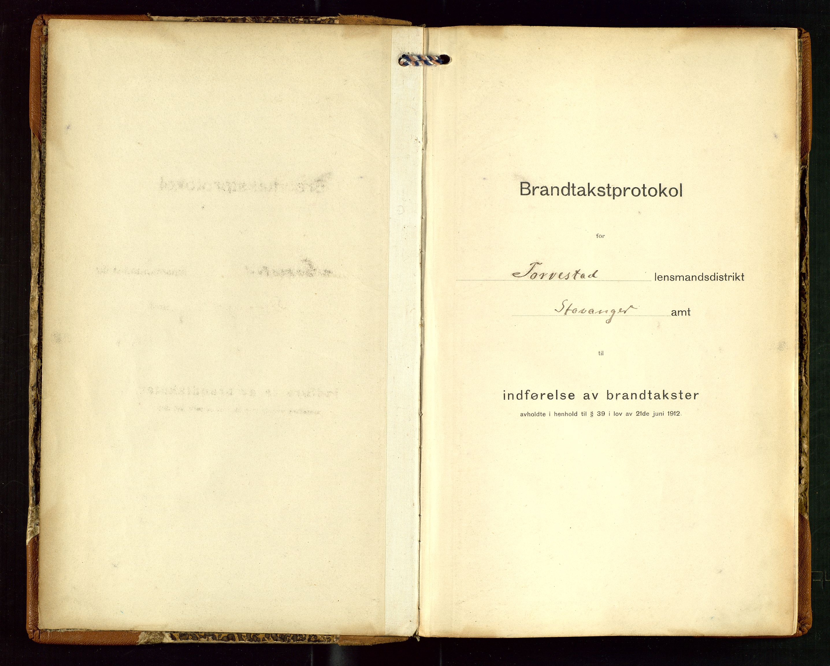 Torvestad lensmannskontor, AV/SAST-A-100307/1/Gob/L0005: "Brandtaxationsprotokol for Torvestad Lensmannsdistrikt", 1915-1928