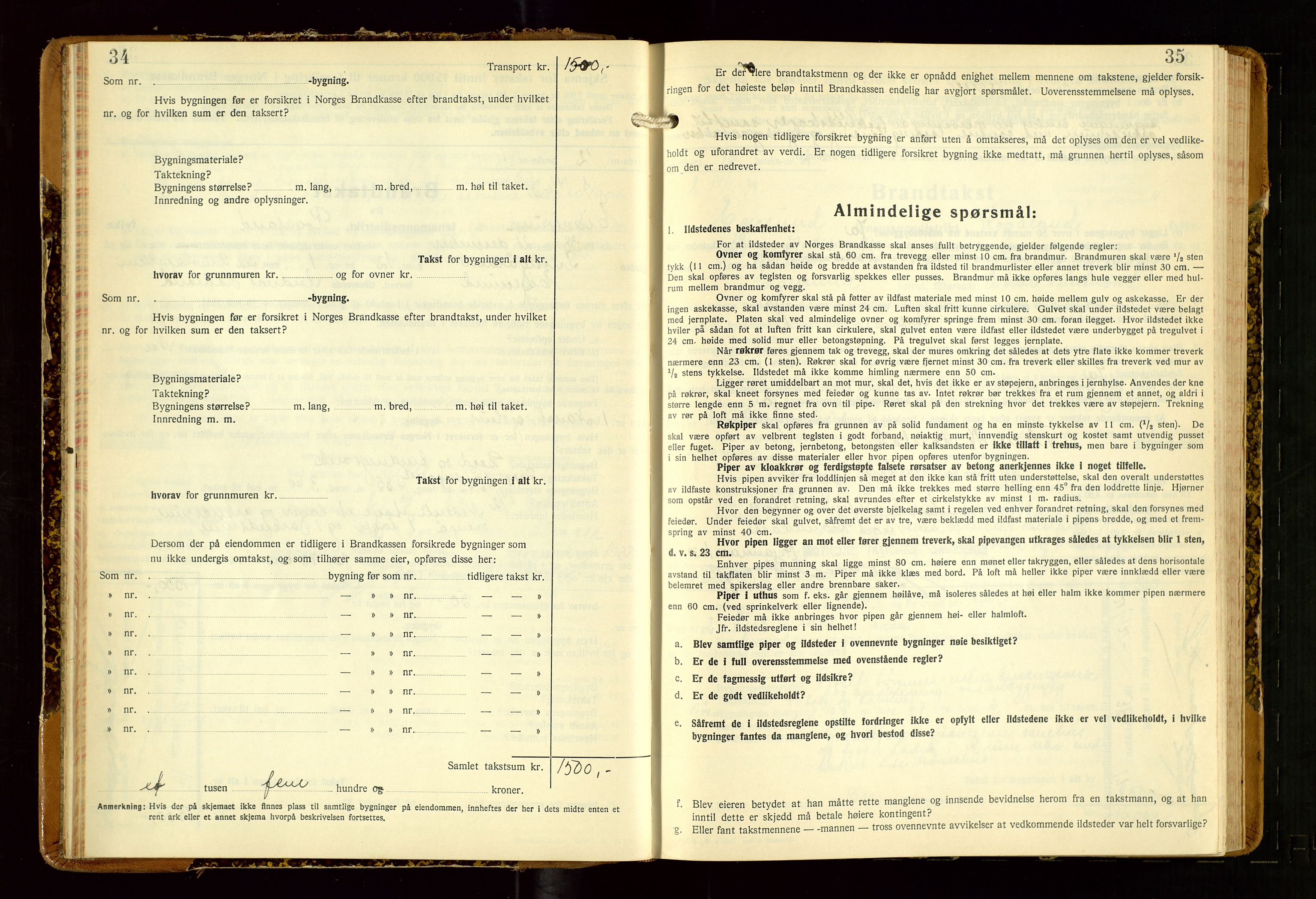 Eigersund lensmannskontor, SAST/A-100171/Gob/L0007: "Brandtakstprotokoll", 1938-1955, p. 34-35