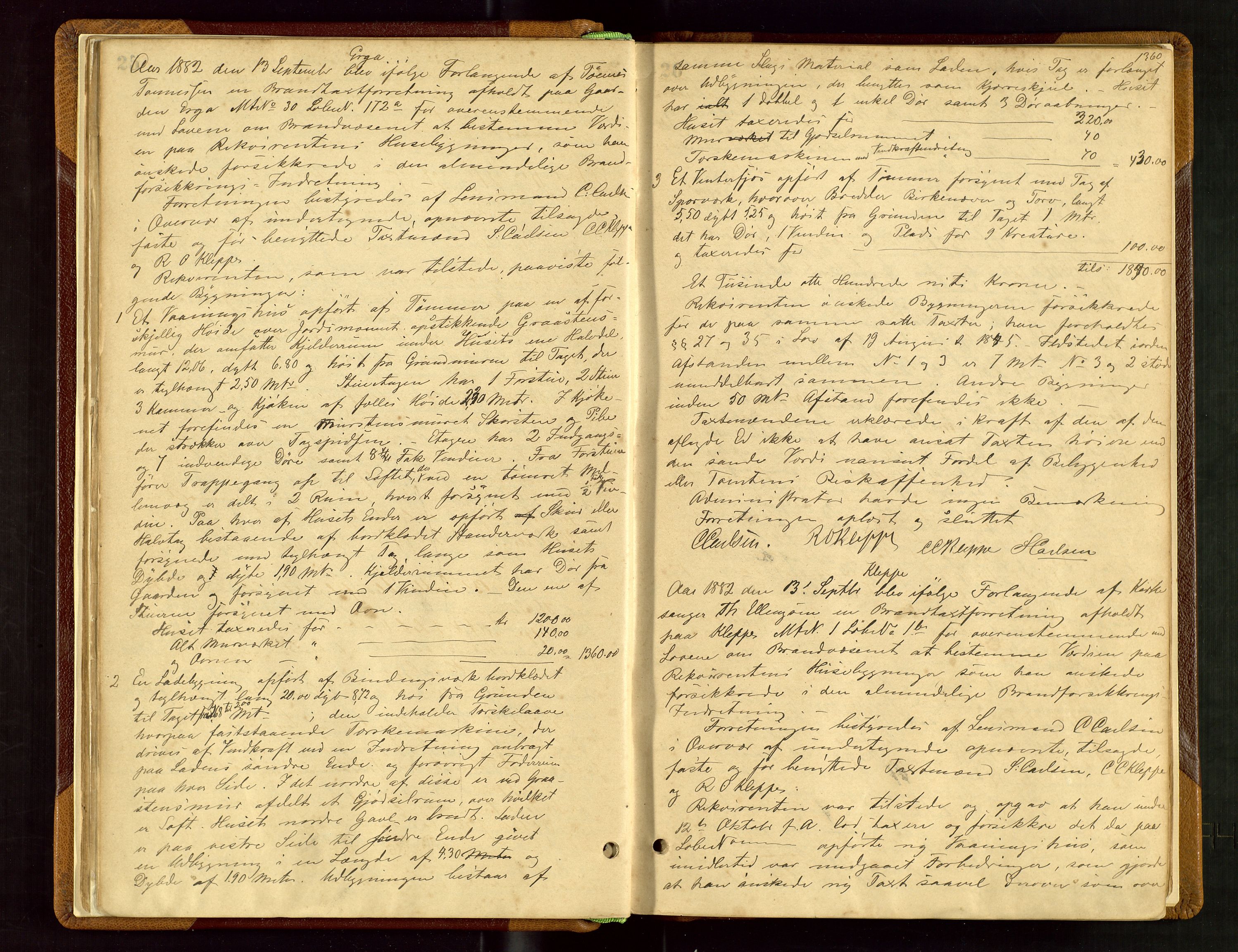 Klepp lensmannskontor, AV/SAST-A-100163/Gob/L0002: "Brandtaxtprotokol" m/register samt register for 1872, 1881-1919, p. 25-26