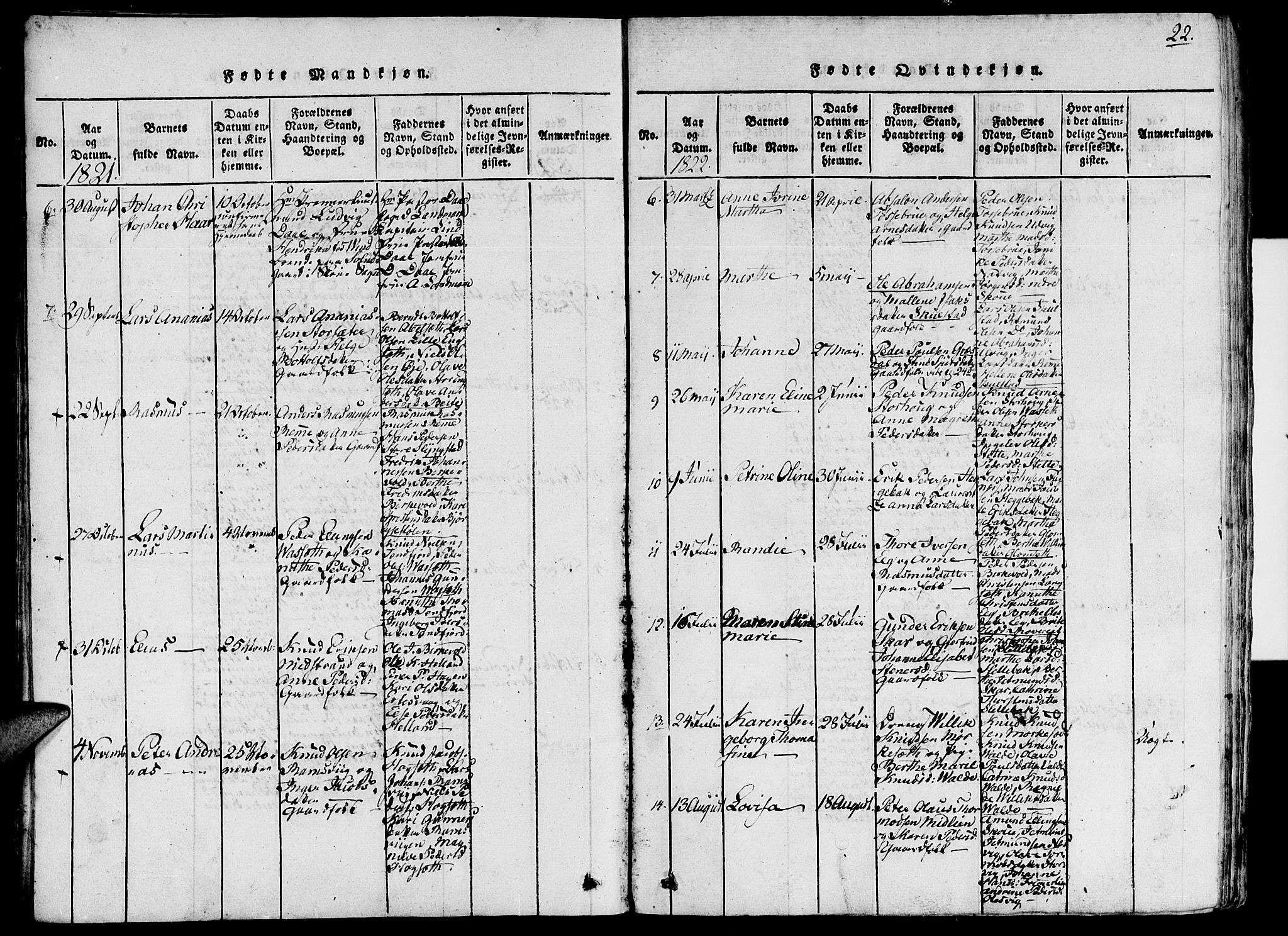 Ministerialprotokoller, klokkerbøker og fødselsregistre - Møre og Romsdal, AV/SAT-A-1454/524/L0351: Parish register (official) no. 524A03, 1816-1838, p. 22