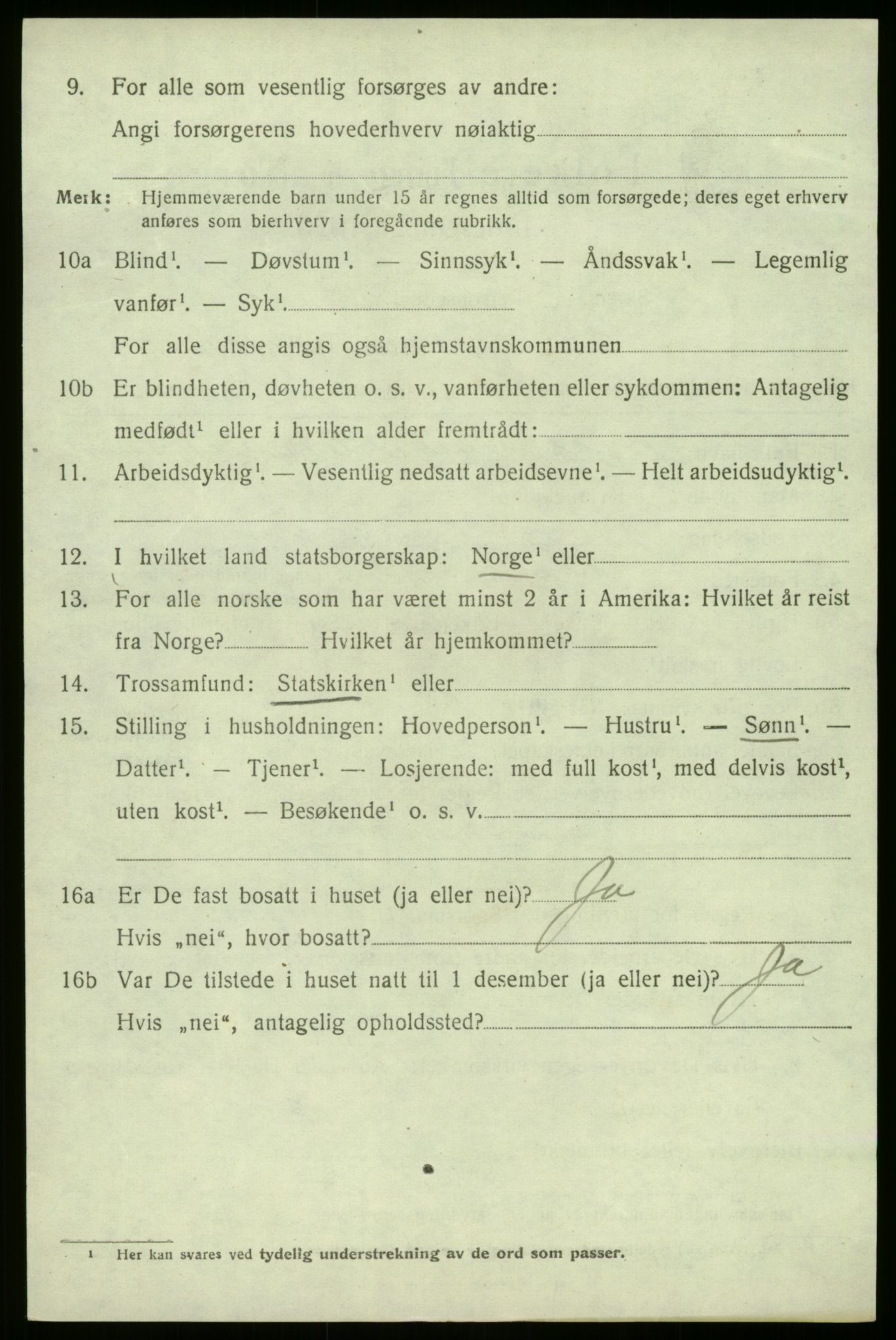 SAB, 1920 census for Jølster, 1920, p. 4303