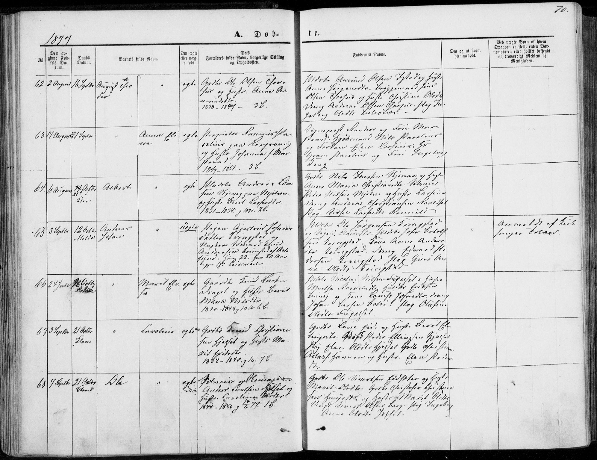 Ministerialprotokoller, klokkerbøker og fødselsregistre - Møre og Romsdal, AV/SAT-A-1454/555/L0655: Parish register (official) no. 555A05, 1869-1886, p. 70