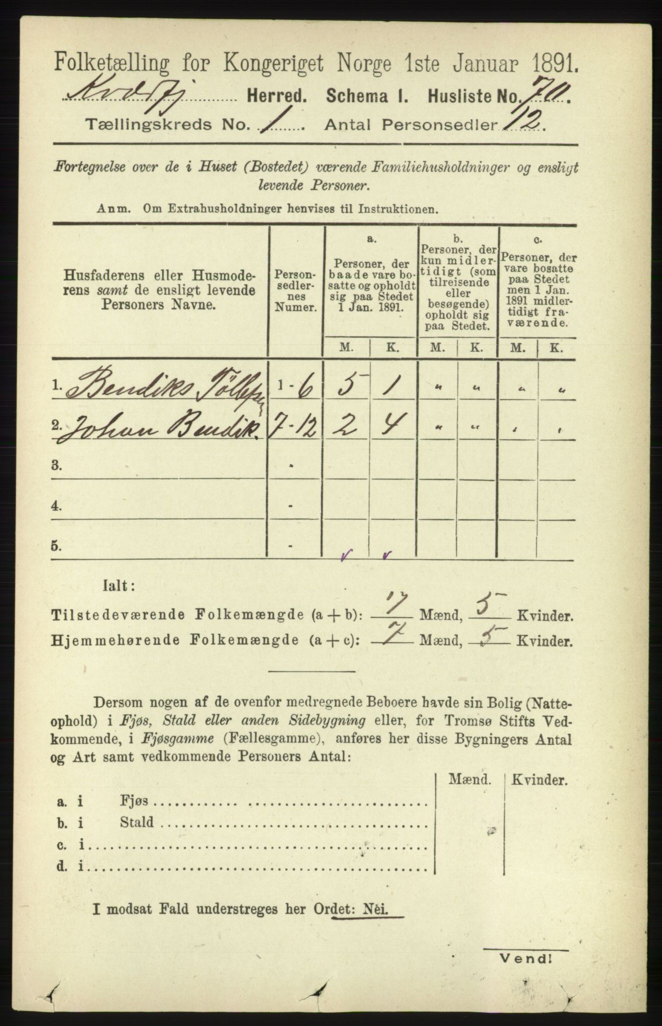 RA, 1891 census for 1911 Kvæfjord, 1891, p. 90