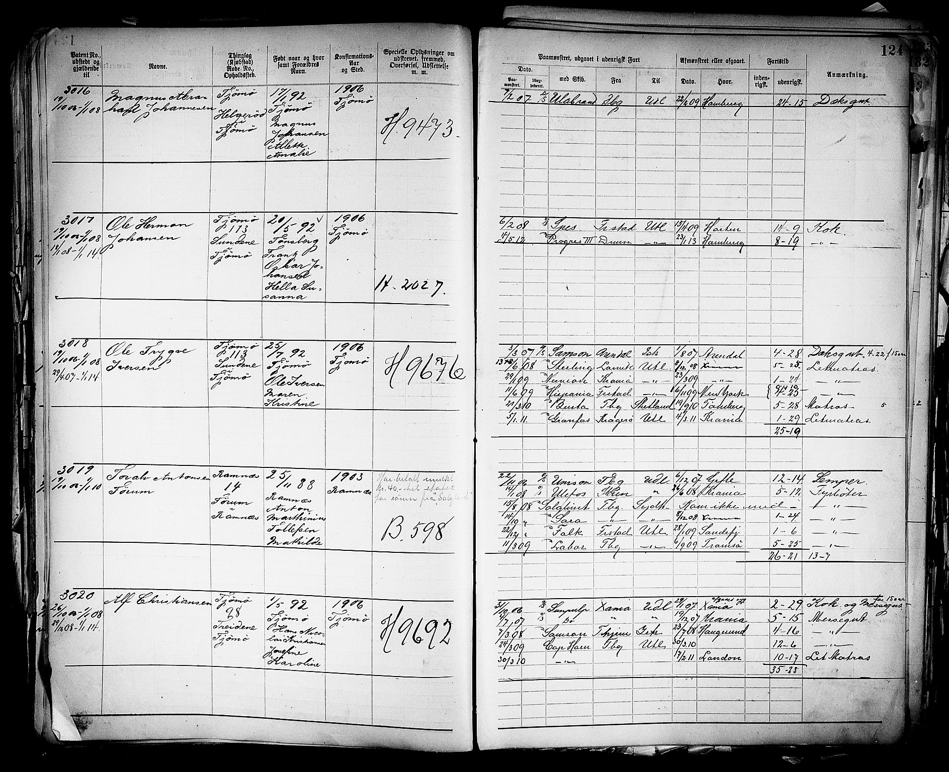 Tønsberg innrulleringskontor, SAKO/A-786/F/Fb/L0005: Annotasjonsrulle Patent nr. 2401-4080, 1904-1910, p. 128