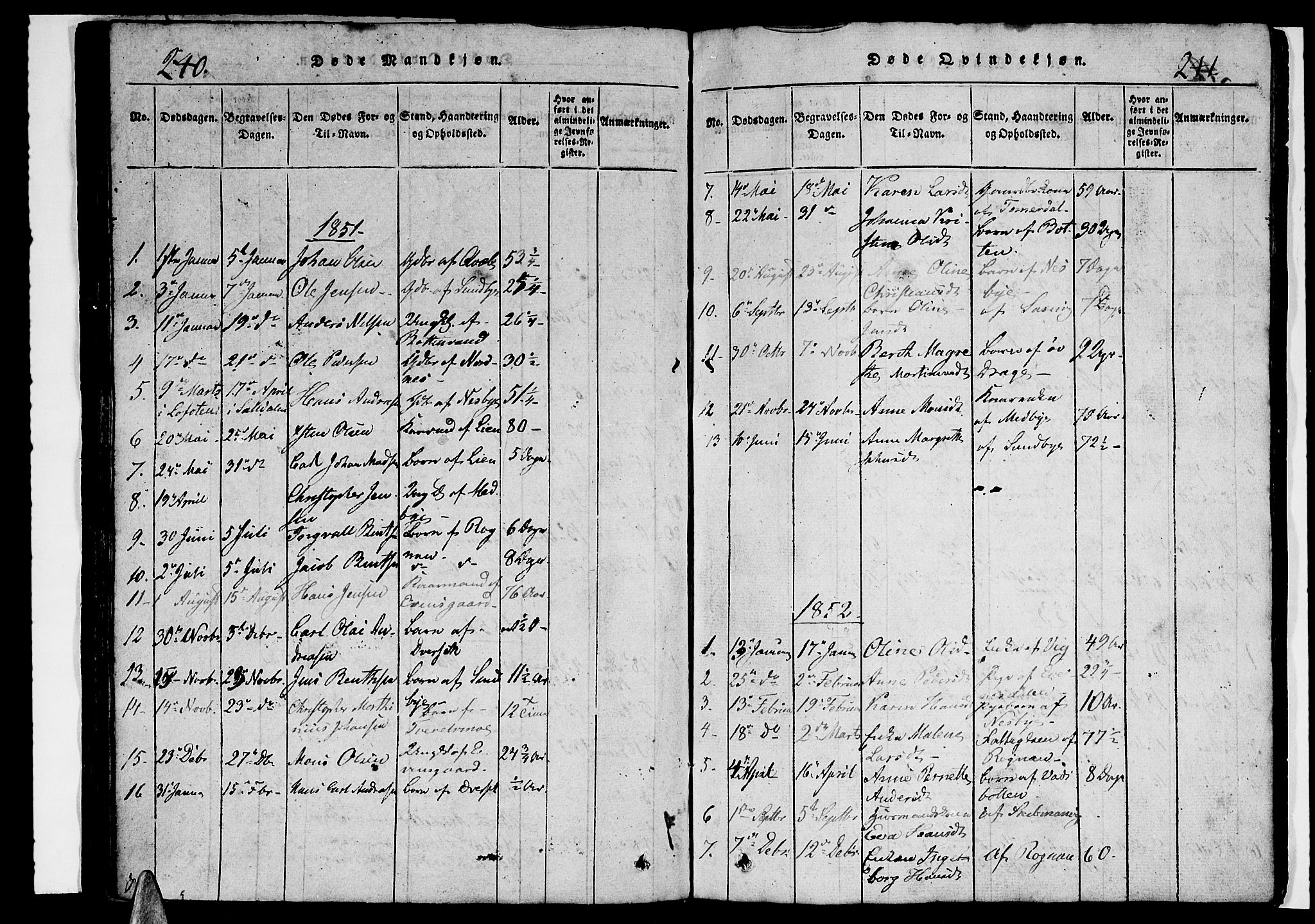 Ministerialprotokoller, klokkerbøker og fødselsregistre - Nordland, AV/SAT-A-1459/847/L0676: Parish register (copy) no. 847C04, 1821-1853, p. 240-241