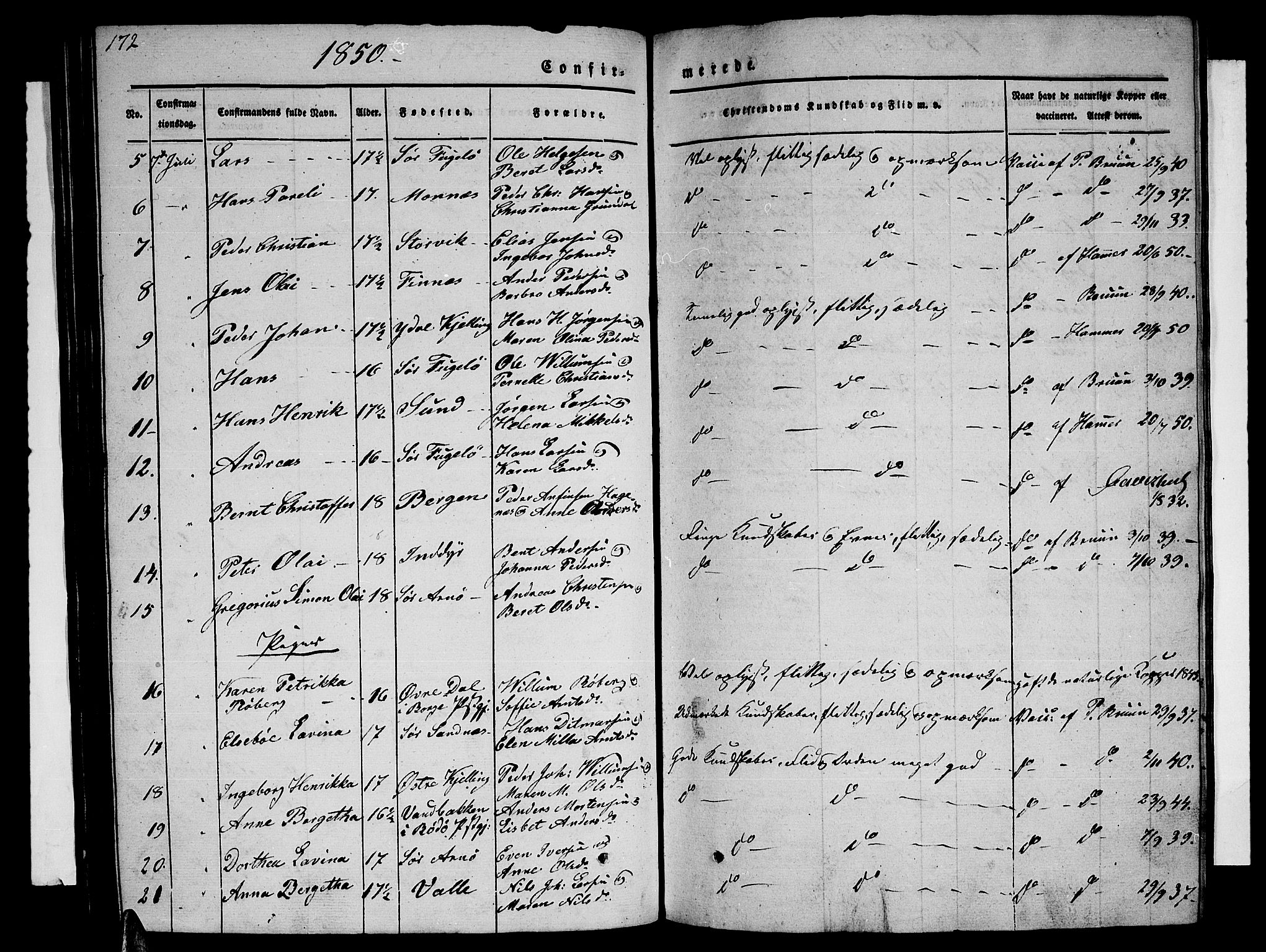 Ministerialprotokoller, klokkerbøker og fødselsregistre - Nordland, AV/SAT-A-1459/805/L0106: Parish register (copy) no. 805C02, 1841-1861, p. 172