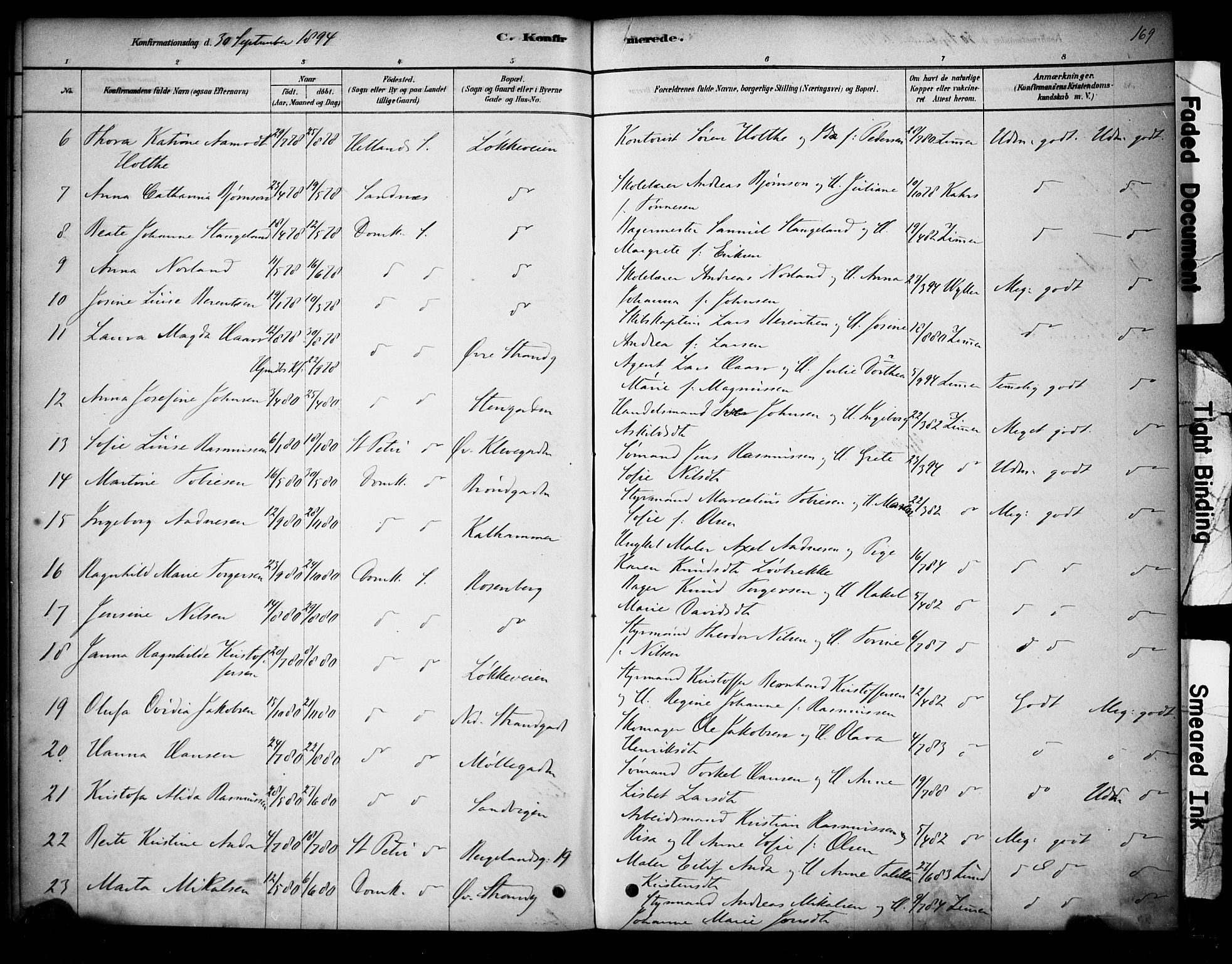 Domkirken sokneprestkontor, AV/SAST-A-101812/001/30/30BA/L0028: Parish register (official) no. A 27, 1878-1896, p. 169