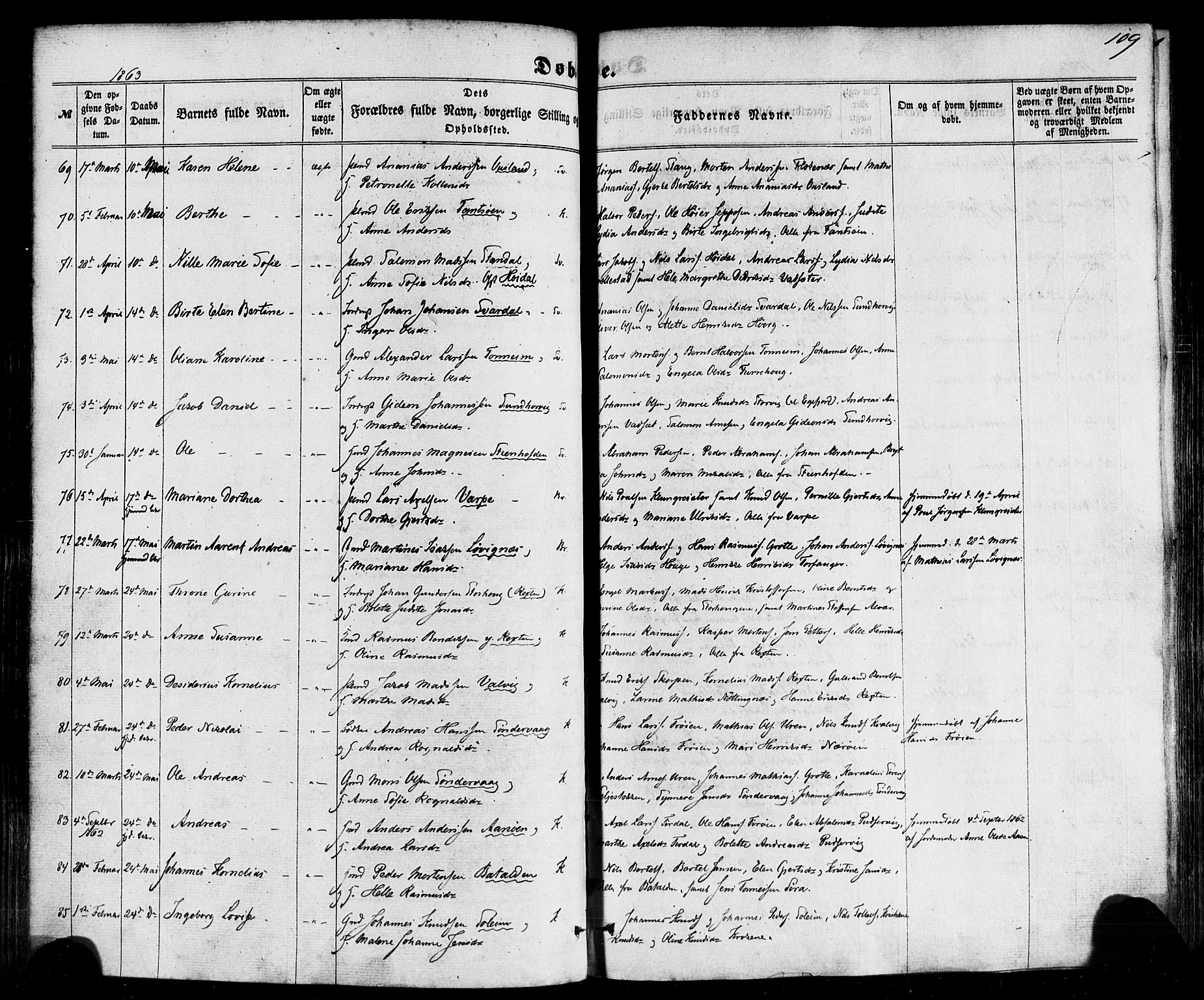 Kinn sokneprestembete, SAB/A-80801/H/Haa/Haaa/L0006: Parish register (official) no. A 6, 1857-1885, p. 109