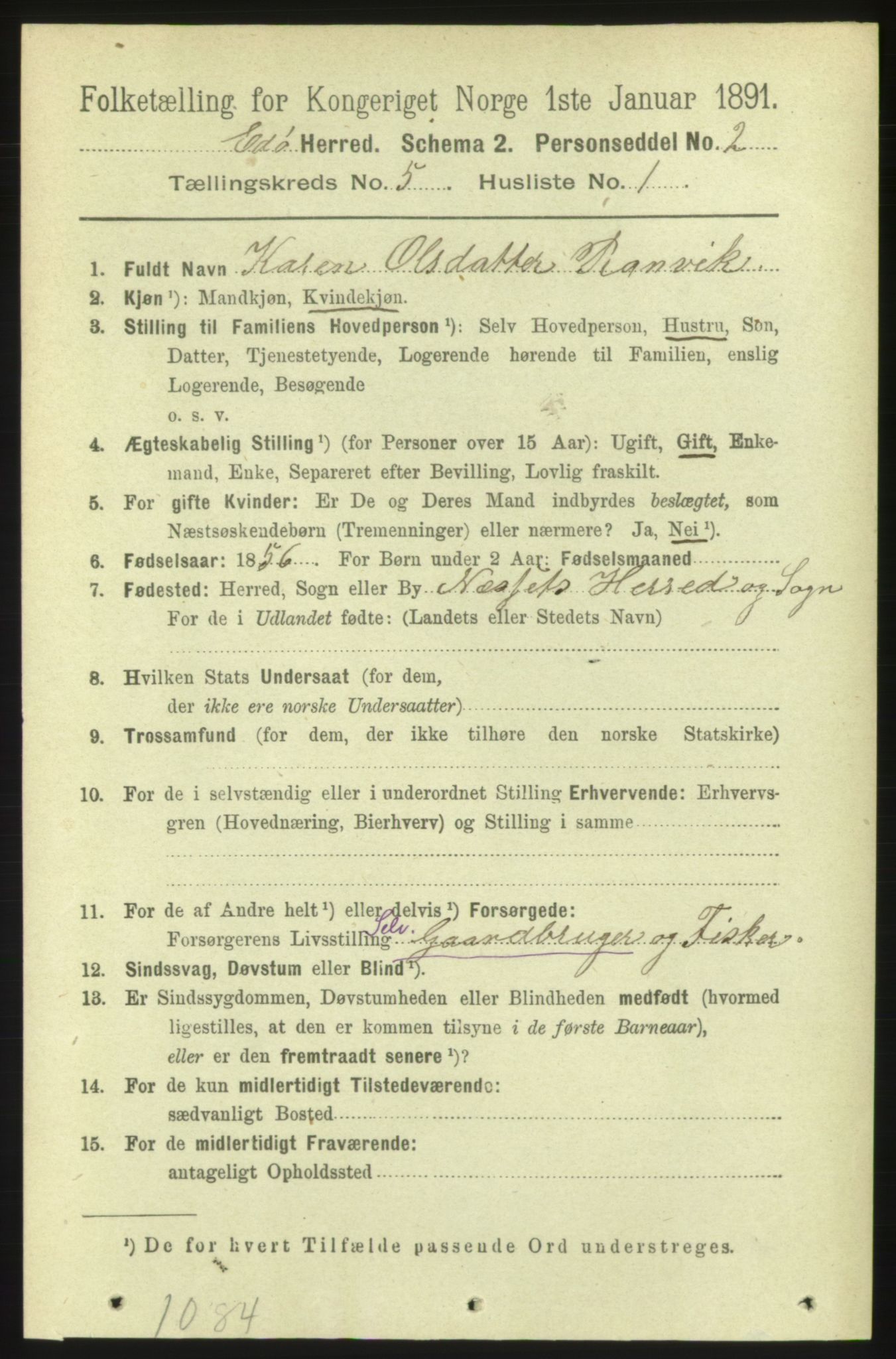 RA, 1891 census for 1573 Edøy, 1891, p. 1196