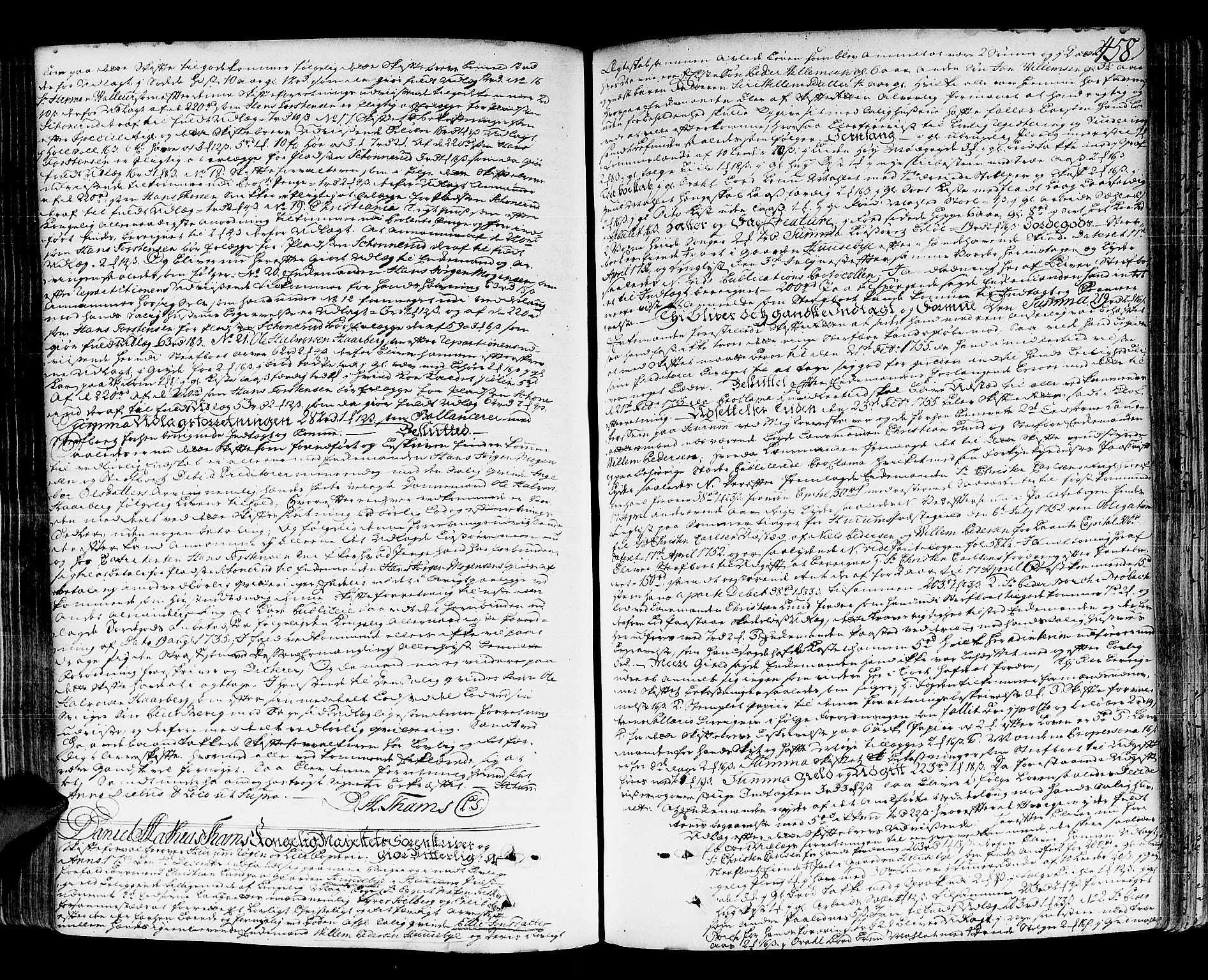 Lier, Røyken og Hurum sorenskriveri, AV/SAKO-A-89/H/Hc/L0004: Skifteprotokoll, 1745-1761, p. 457b-458a
