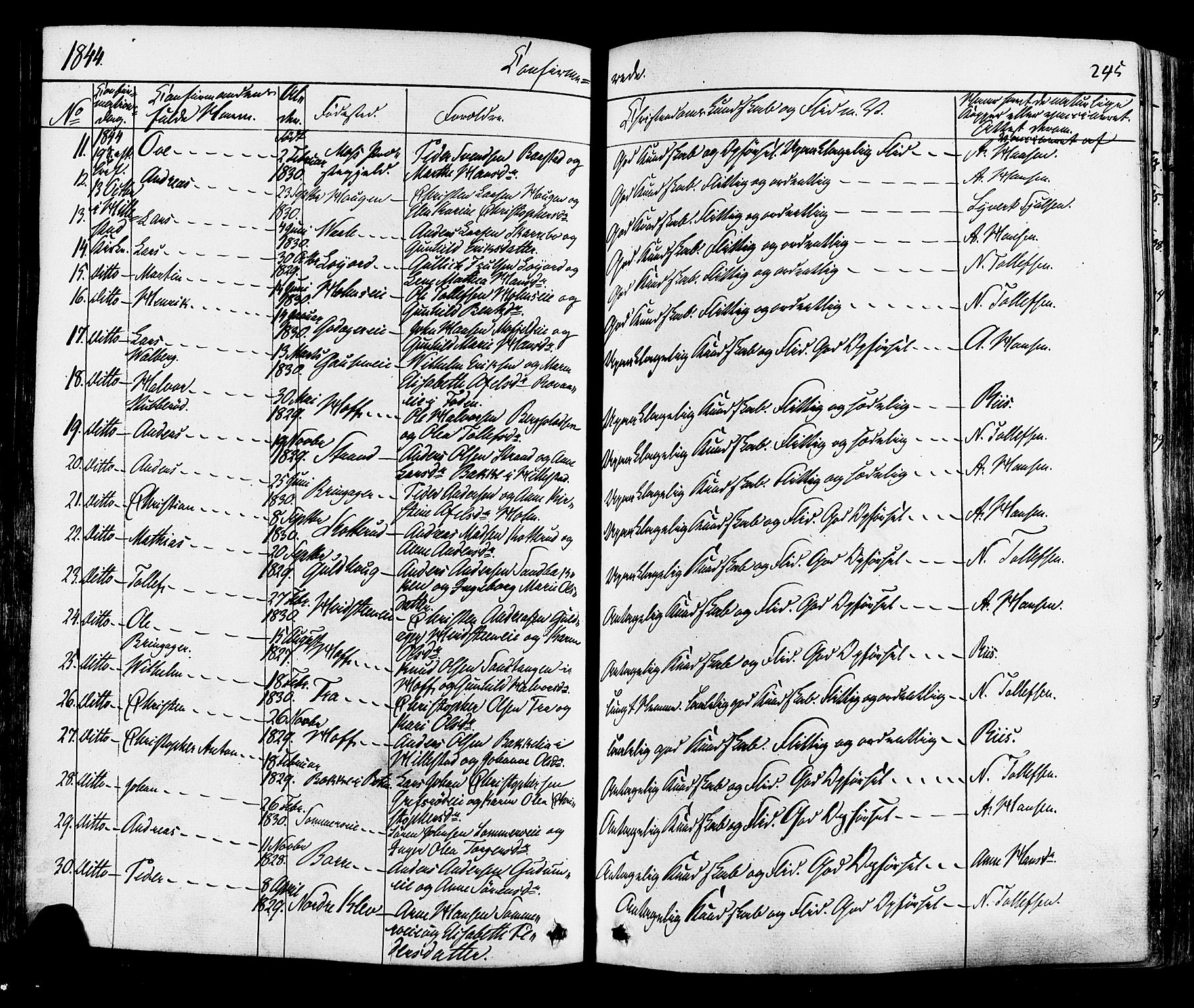 Botne kirkebøker, AV/SAKO-A-340/F/Fa/L0006: Parish register (official) no. I 6, 1836-1877, p. 245