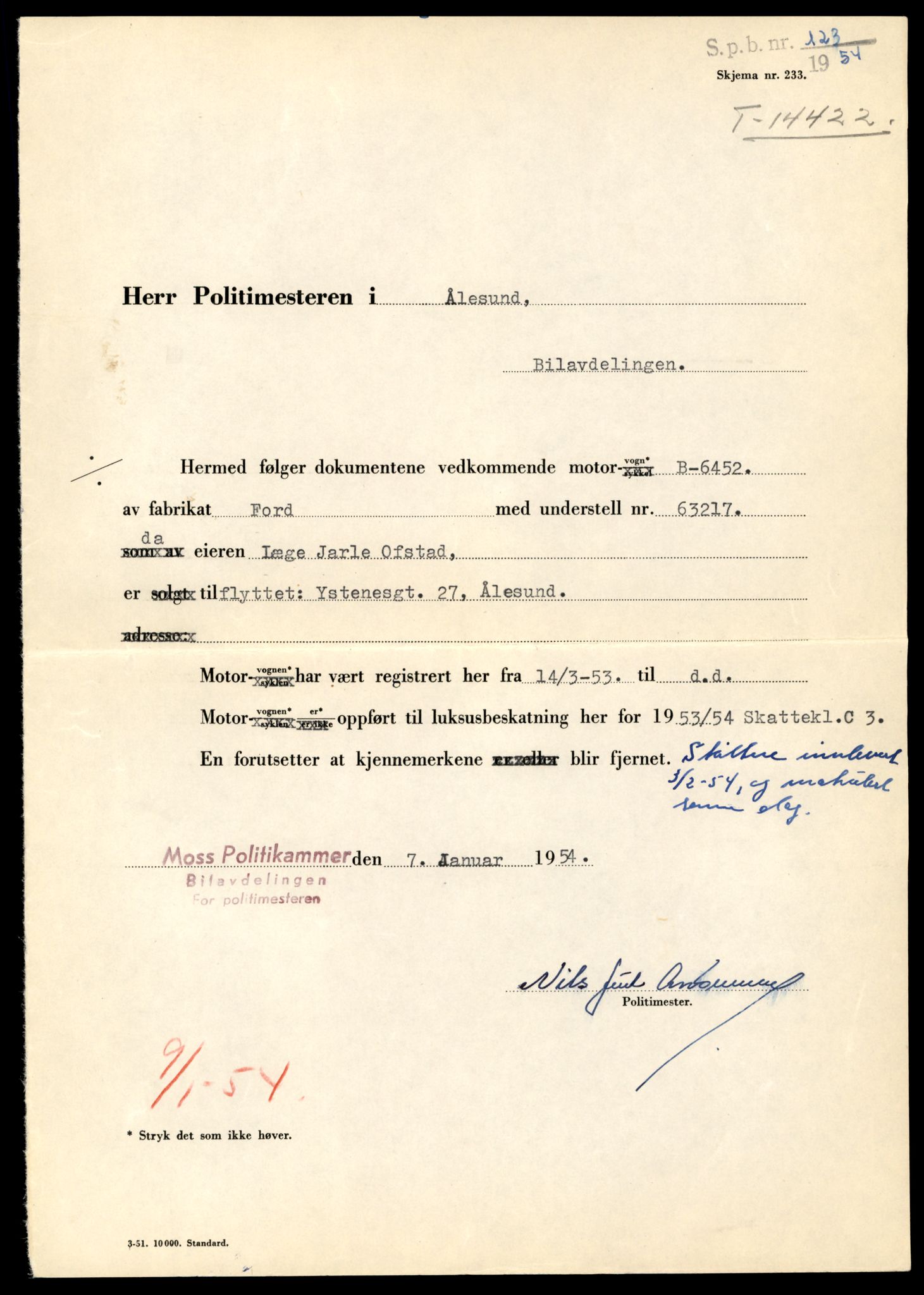 Møre og Romsdal vegkontor - Ålesund trafikkstasjon, AV/SAT-A-4099/F/Fe/L0045: Registreringskort for kjøretøy T 14320 - T 14444, 1927-1998, p. 2617