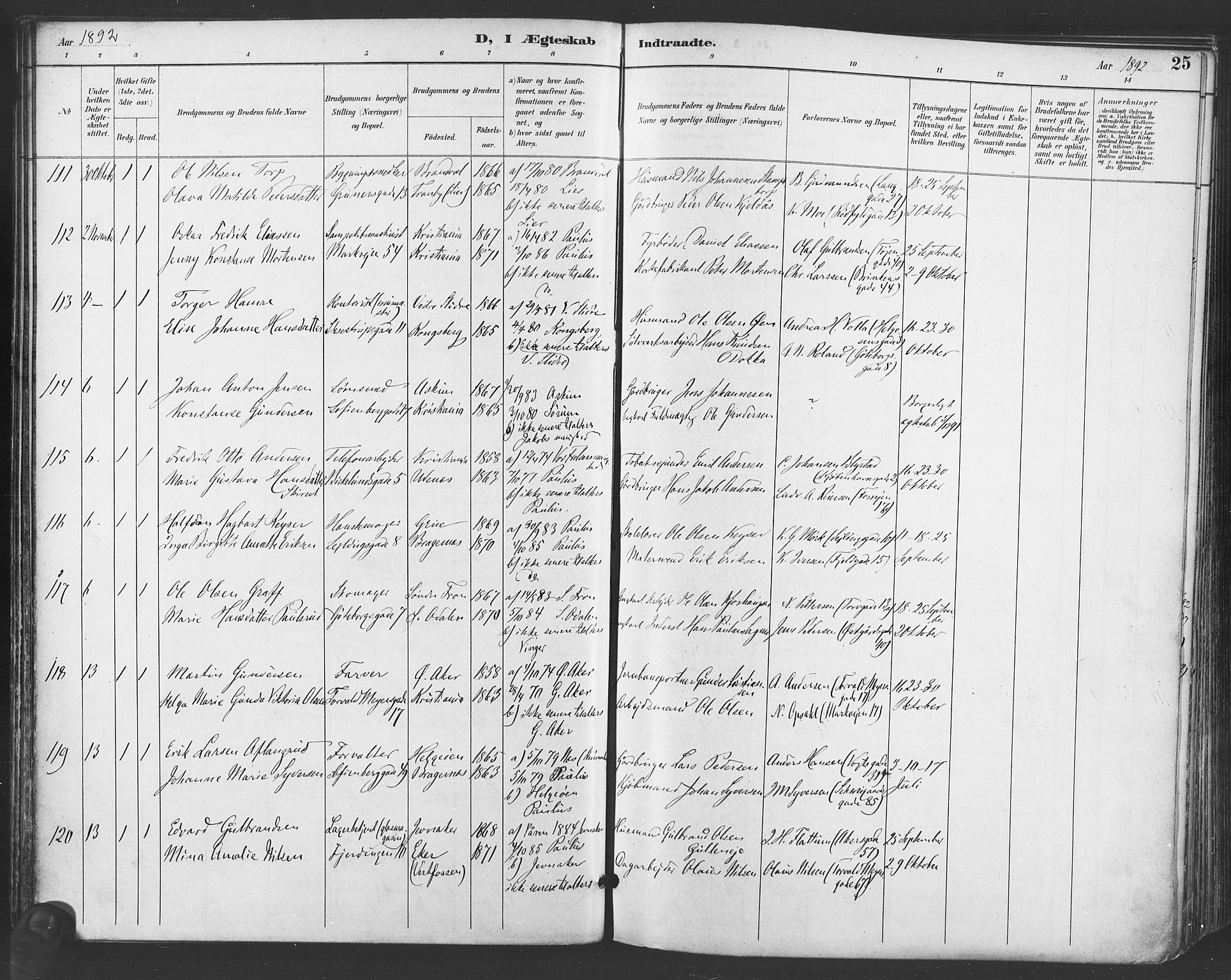 Paulus prestekontor Kirkebøker, AV/SAO-A-10871/F/Fa/L0009: Parish register (official) no. 9, 1891-1901, p. 25