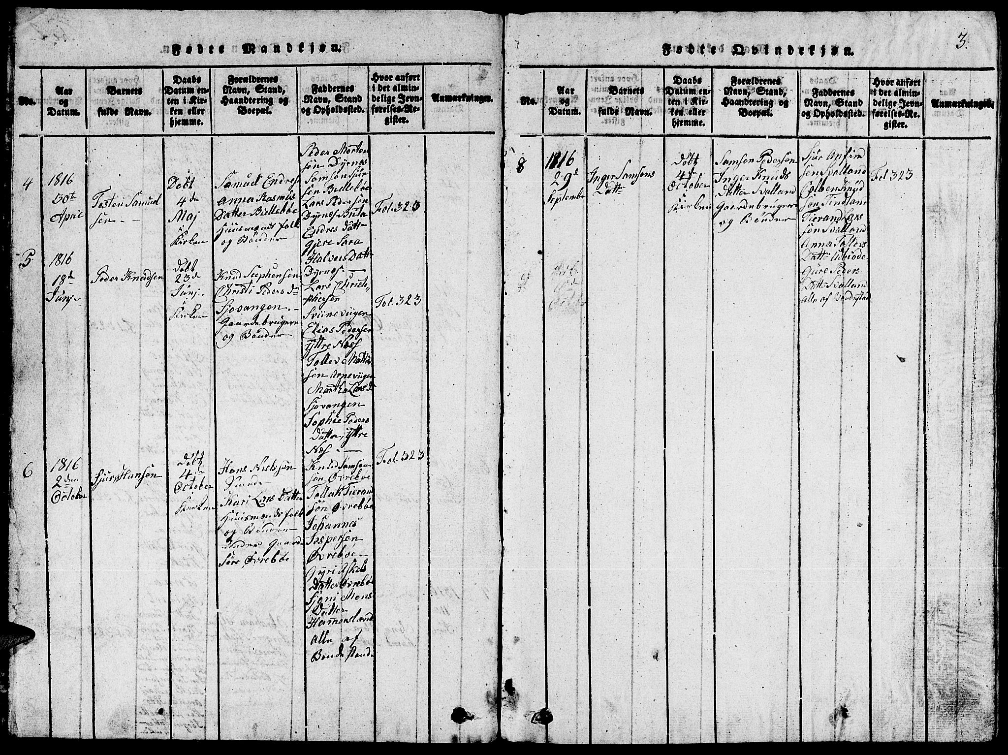 Fjelberg sokneprestembete, SAB/A-75201/H/Hab: Parish register (copy) no. A 1, 1816-1823, p. 3