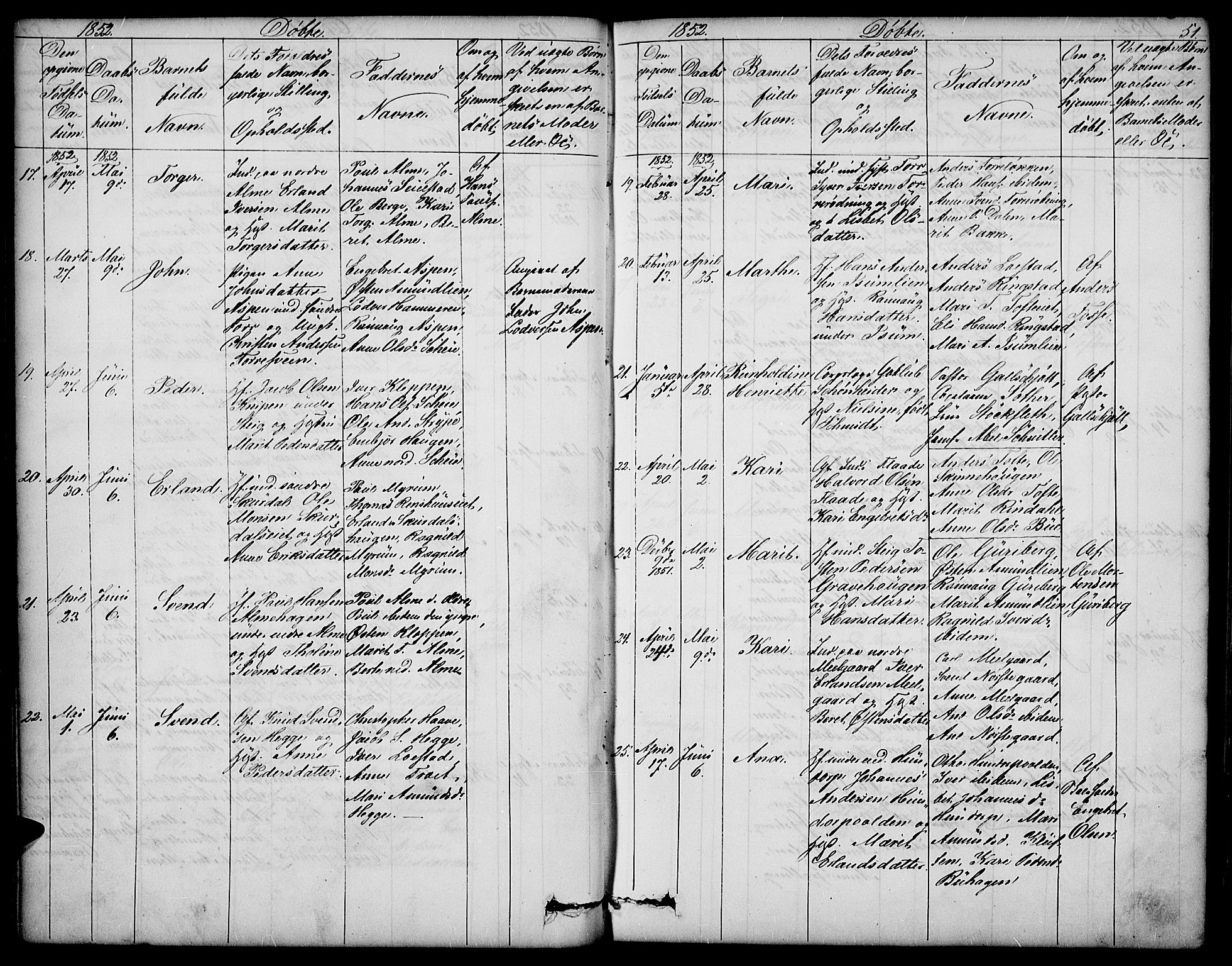 Sør-Fron prestekontor, SAH/PREST-010/H/Ha/Hab/L0001: Parish register (copy) no. 1, 1844-1863, p. 51