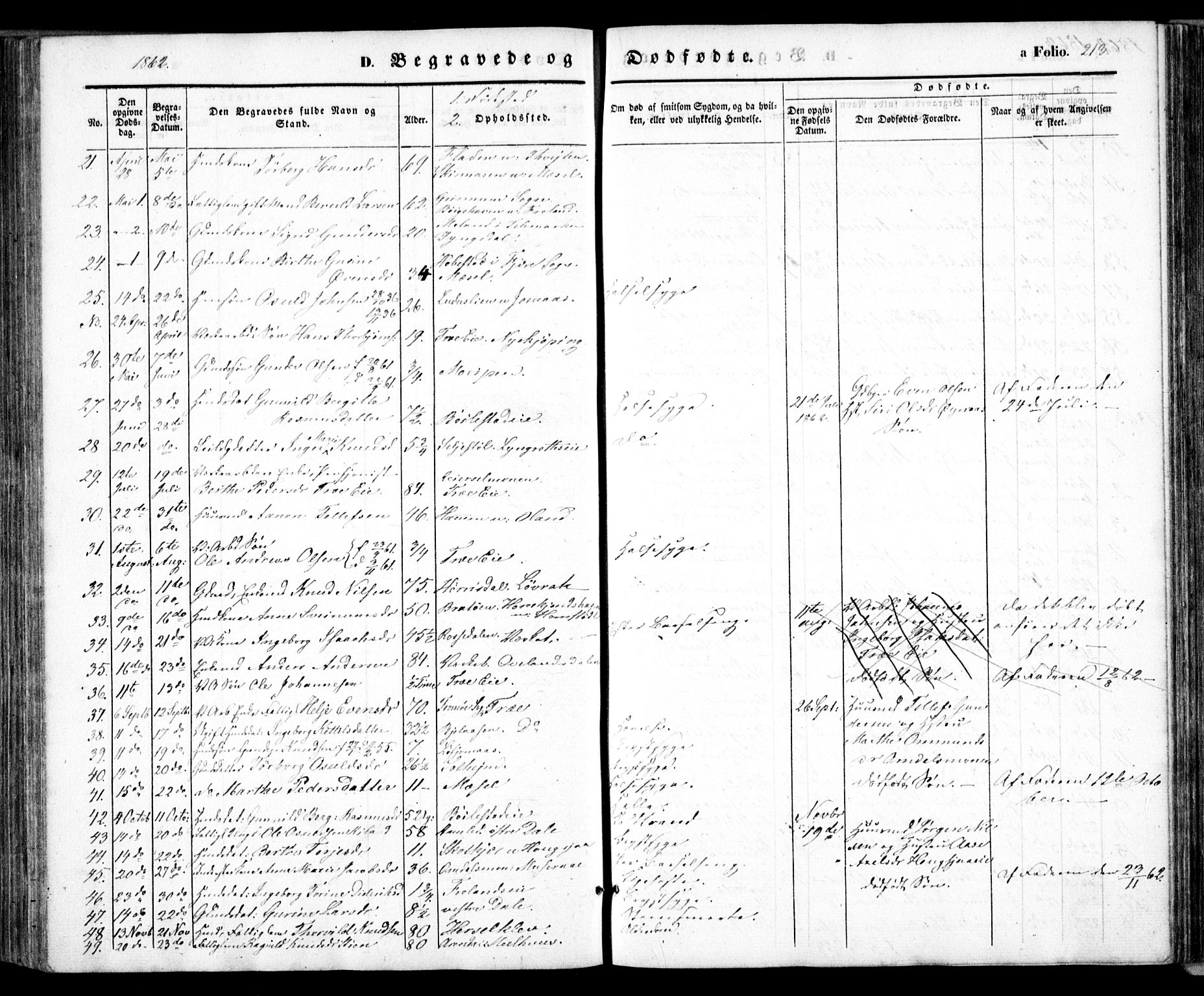 Froland sokneprestkontor, AV/SAK-1111-0013/F/Fa/L0002: Parish register (official) no. A 2, 1845-1863, p. 213