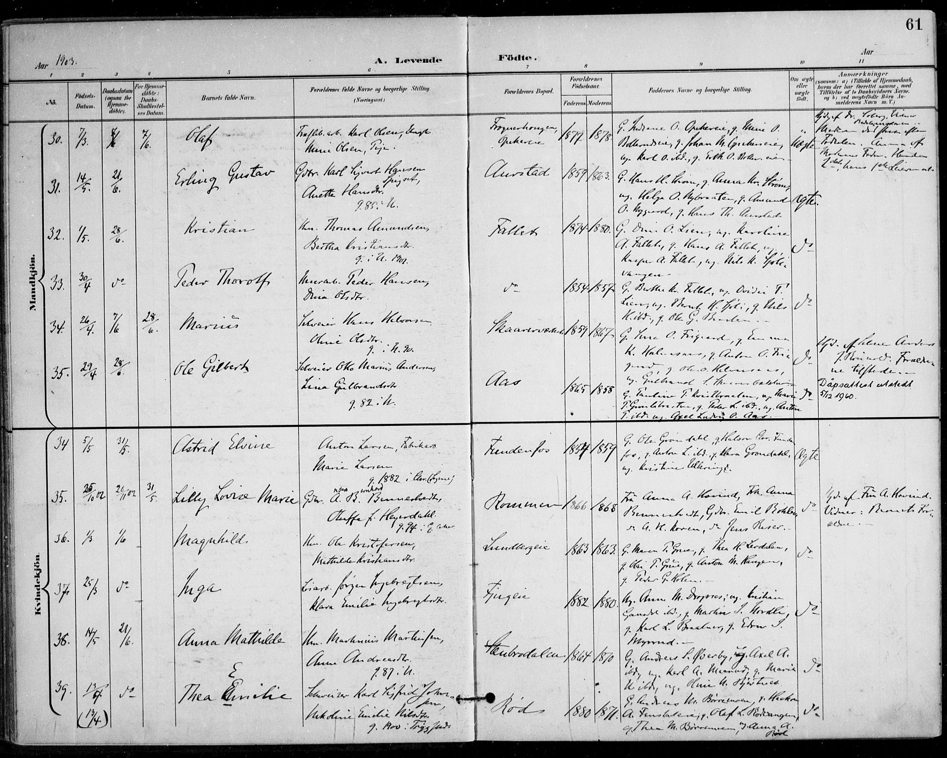 Nes prestekontor Kirkebøker, AV/SAO-A-10410/F/Fa/L0011: Parish register (official) no. I 11, 1899-1918, p. 61