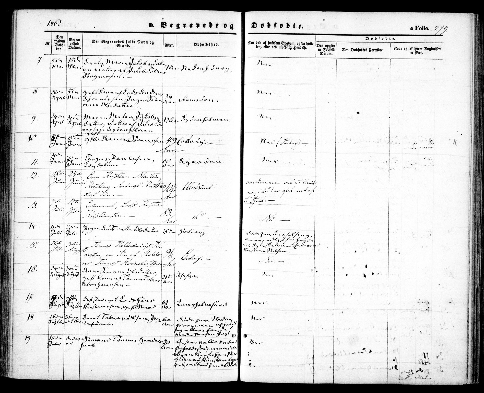 Høvåg sokneprestkontor, SAK/1111-0025/F/Fa/L0004: Parish register (official) no. A 4, 1859-1877, p. 279