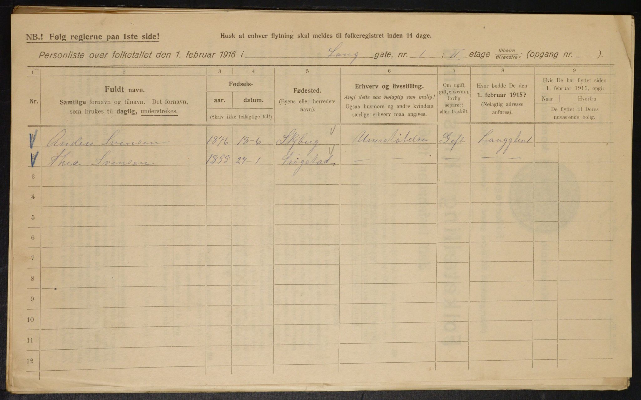 OBA, Municipal Census 1916 for Kristiania, 1916, p. 57603