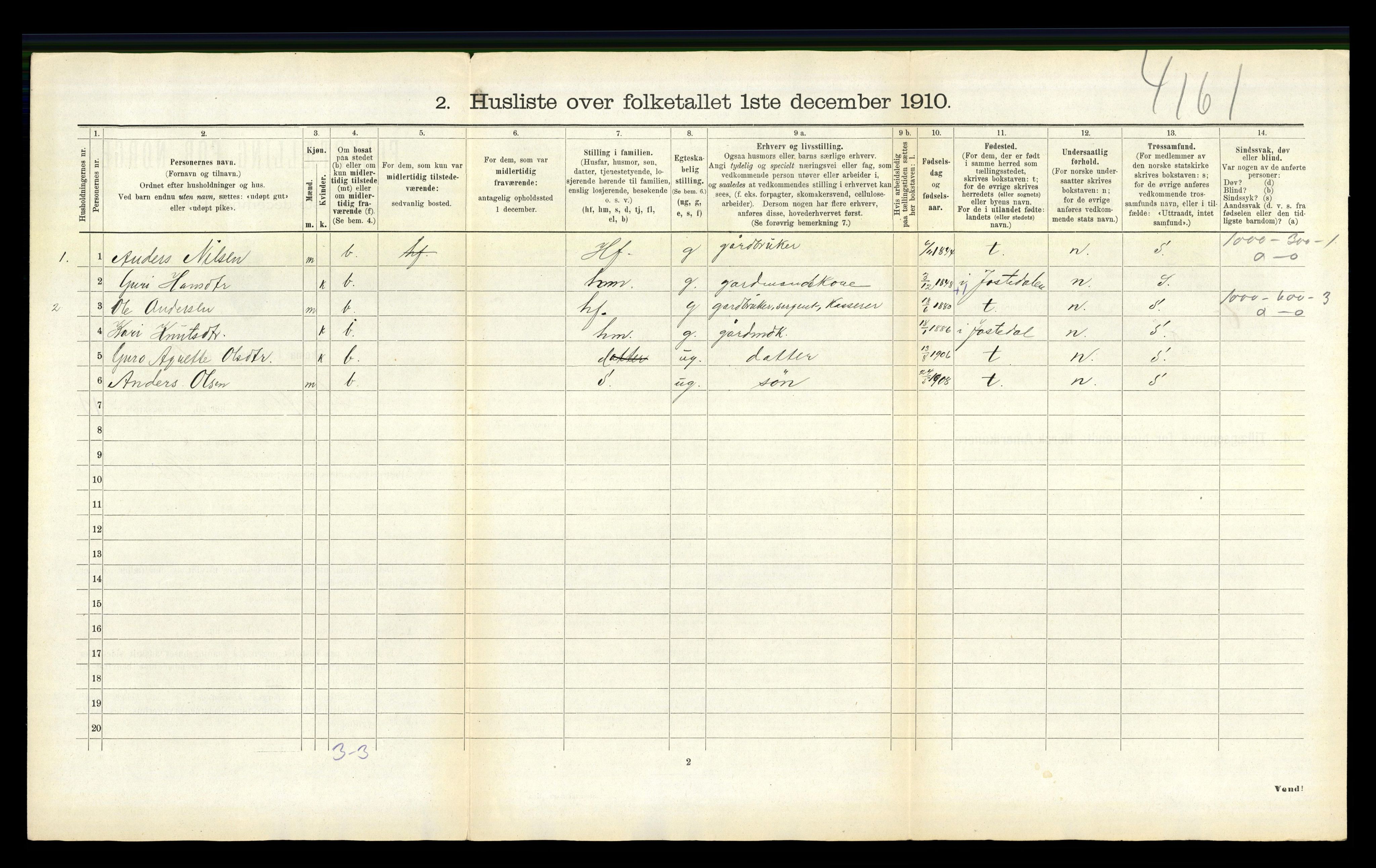 RA, 1910 census for Luster, 1910, p. 1192