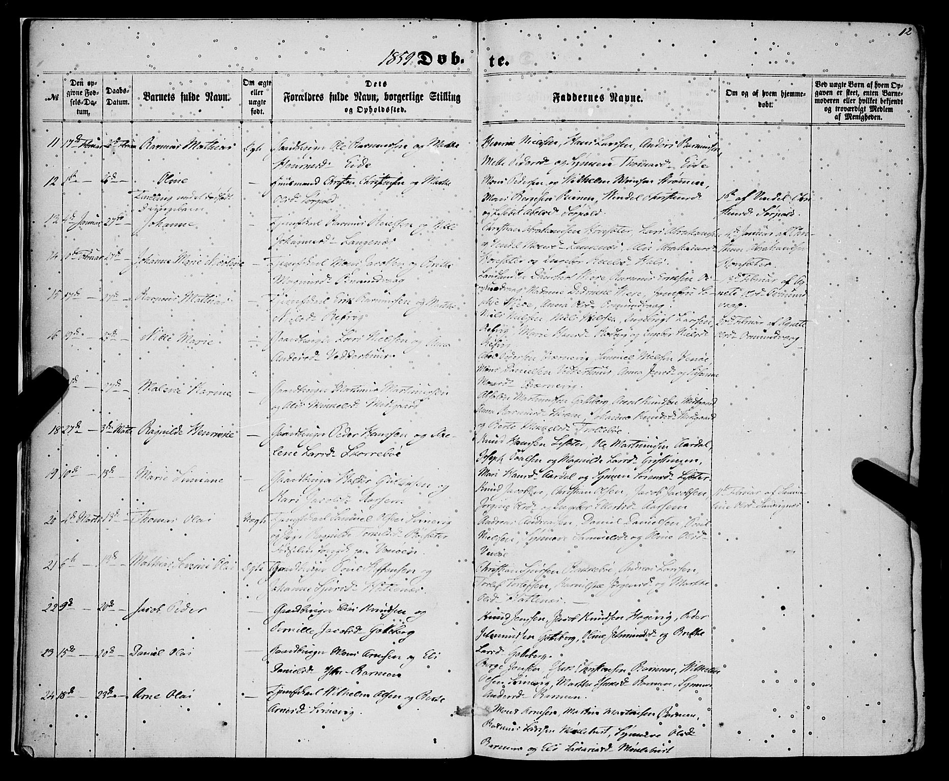 Selje sokneprestembete, AV/SAB-A-99938/H/Ha/Haa/Haaa: Parish register (official) no. A 11, 1858-1870, p. 12