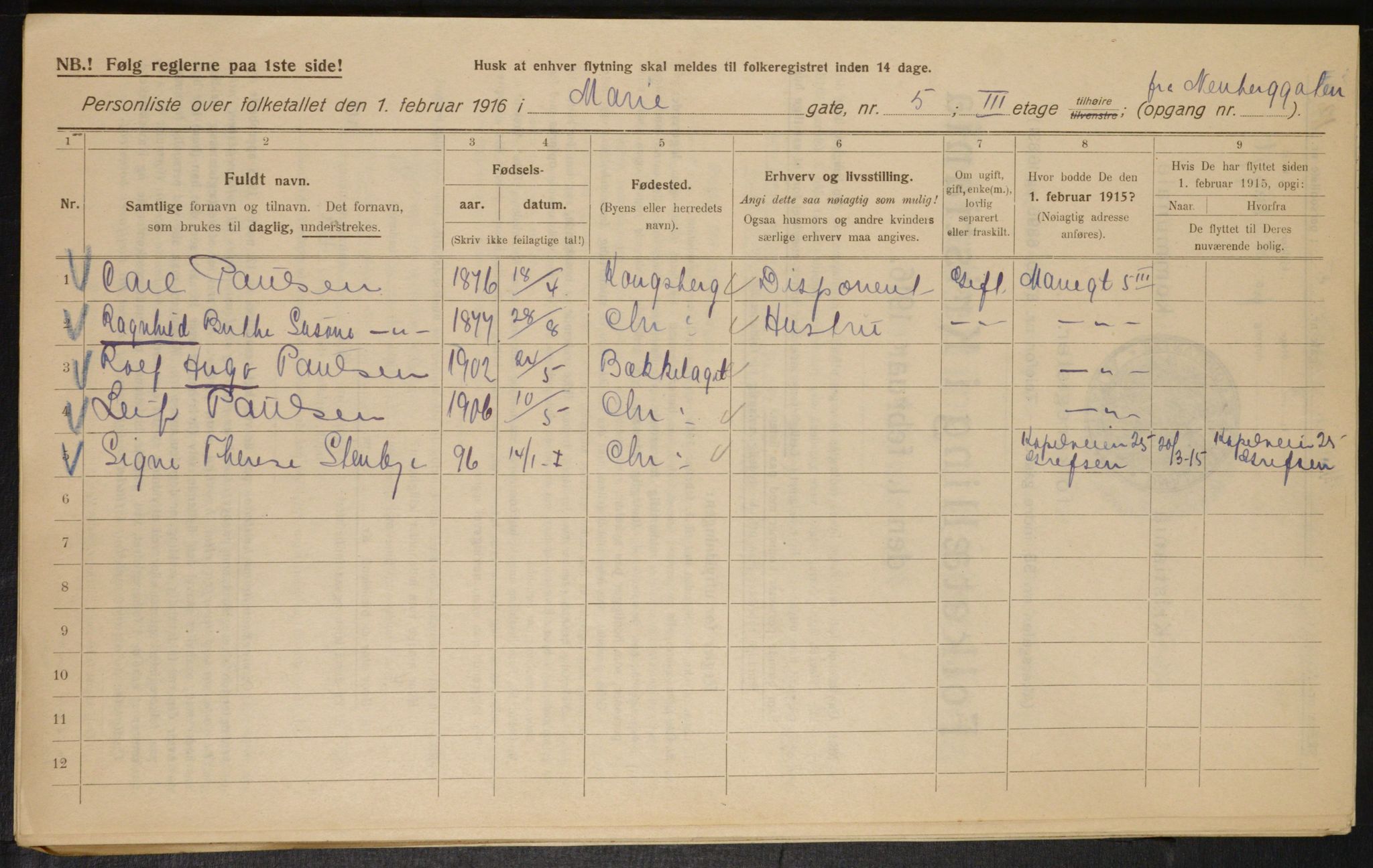 OBA, Municipal Census 1916 for Kristiania, 1916, p. 64234