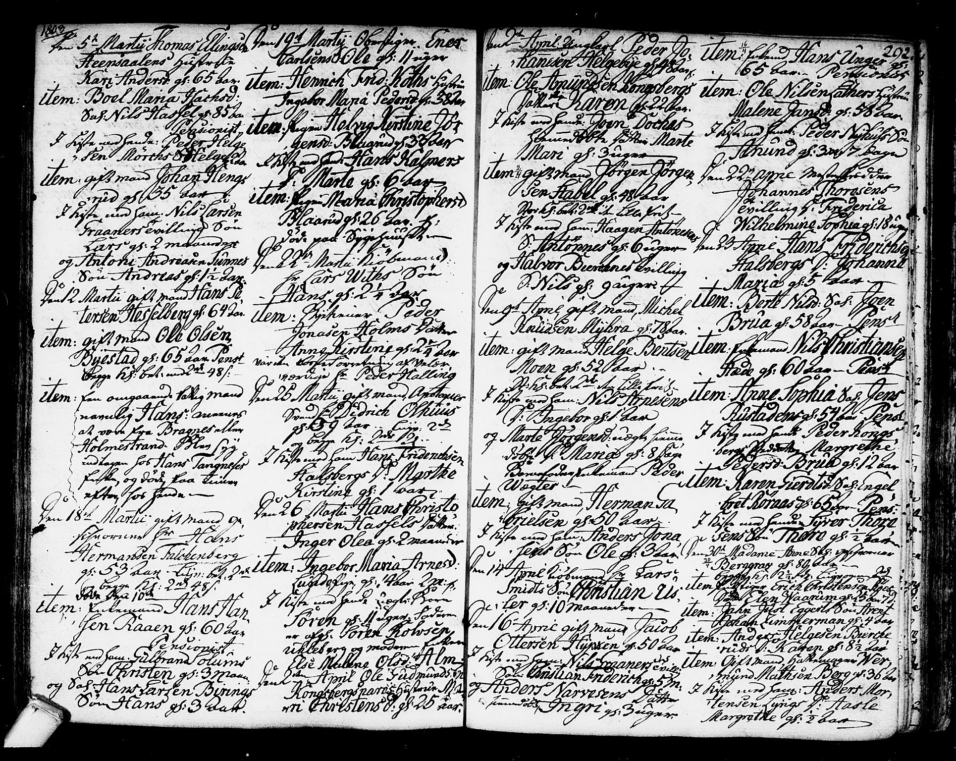 Kongsberg kirkebøker, SAKO/A-22/F/Fa/L0007: Parish register (official) no. I 7, 1795-1816, p. 292