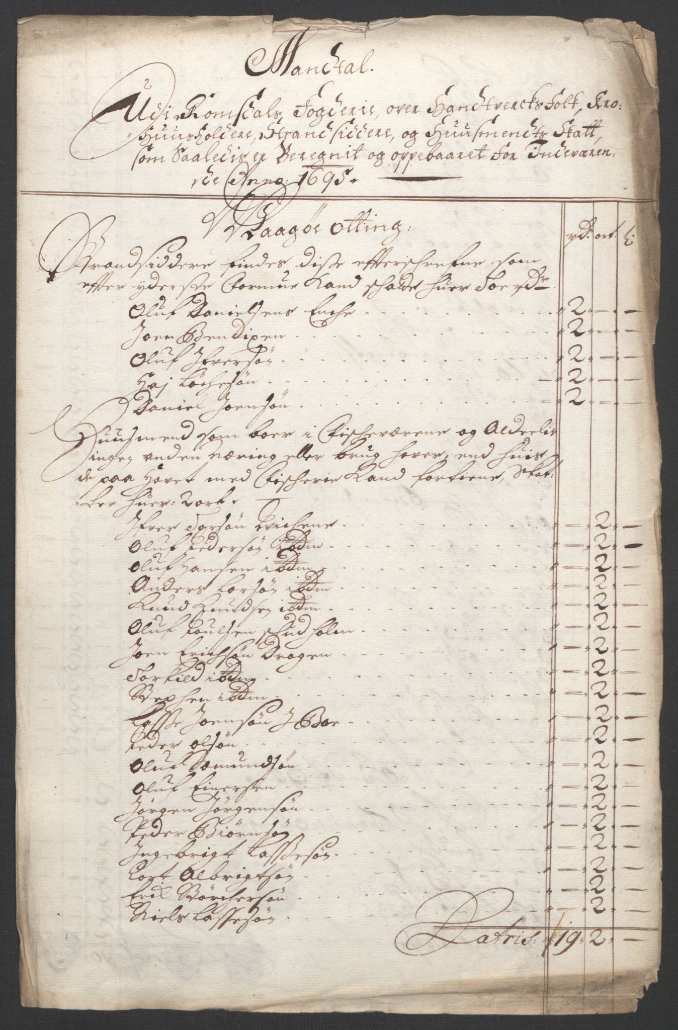 Rentekammeret inntil 1814, Reviderte regnskaper, Fogderegnskap, RA/EA-4092/R55/L3652: Fogderegnskap Romsdal, 1695-1696, p. 73