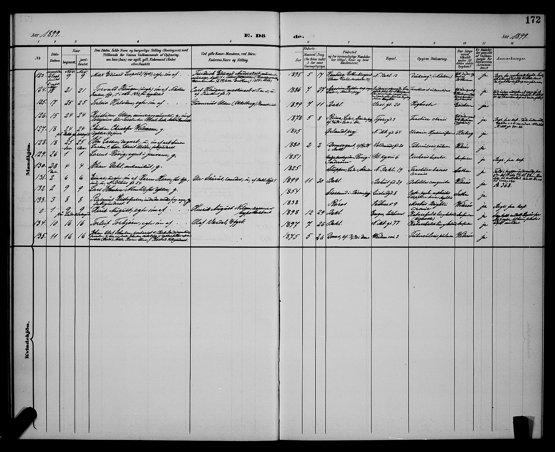 Ministerialprotokoller, klokkerbøker og fødselsregistre - Sør-Trøndelag, SAT/A-1456/604/L0226: Parish register (copy) no. 604C09, 1897-1900, p. 172