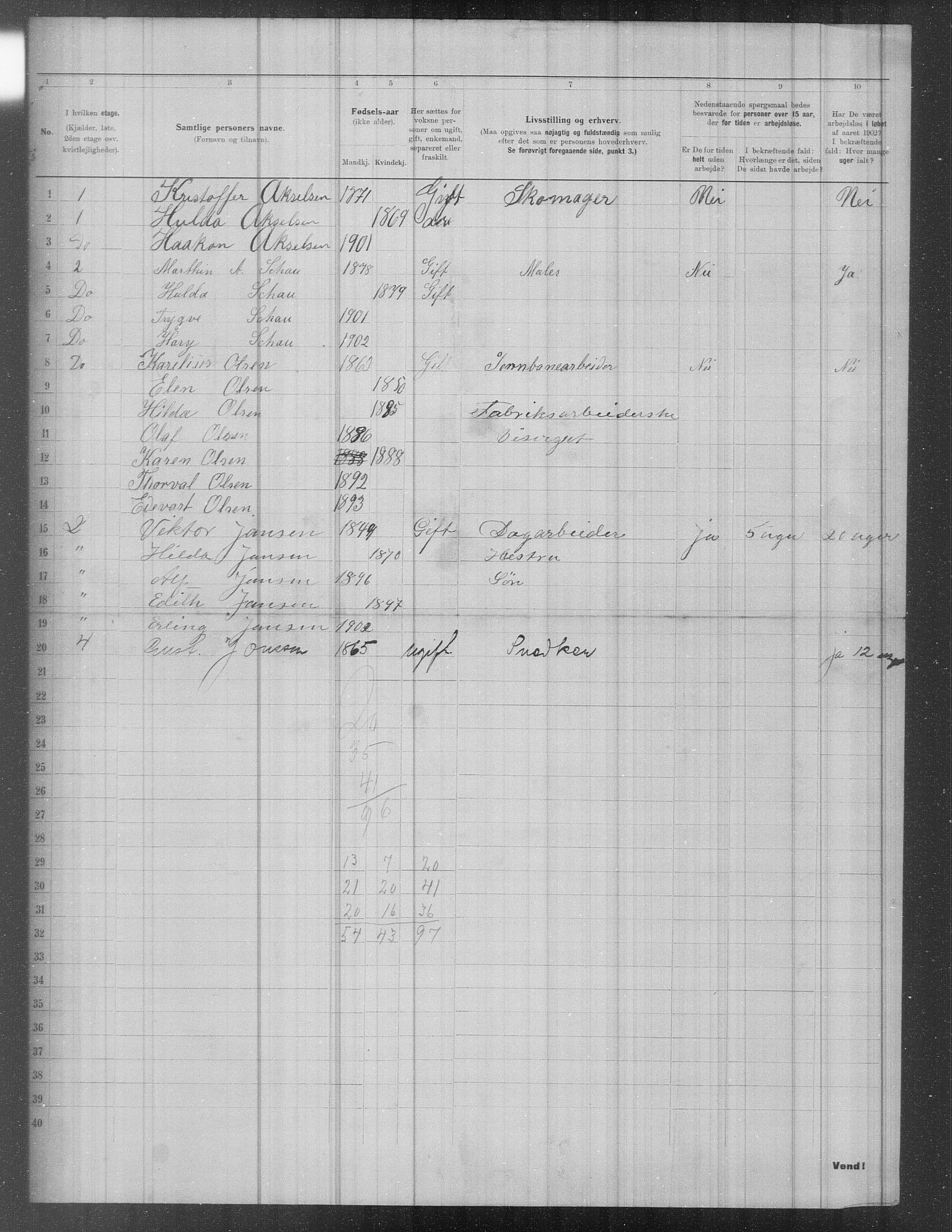 OBA, Municipal Census 1902 for Kristiania, 1902, p. 967