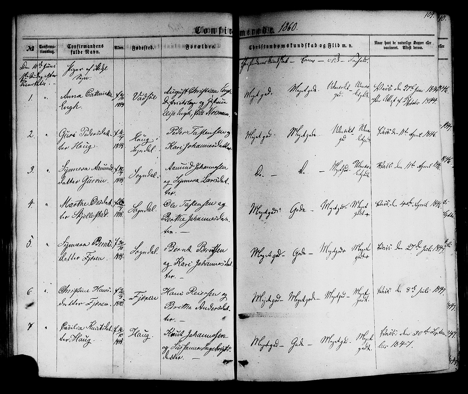 Sogndal sokneprestembete, AV/SAB-A-81301/H/Haa/Haaa/L0013: Parish register (official) no. A 13, 1859-1877, p. 109