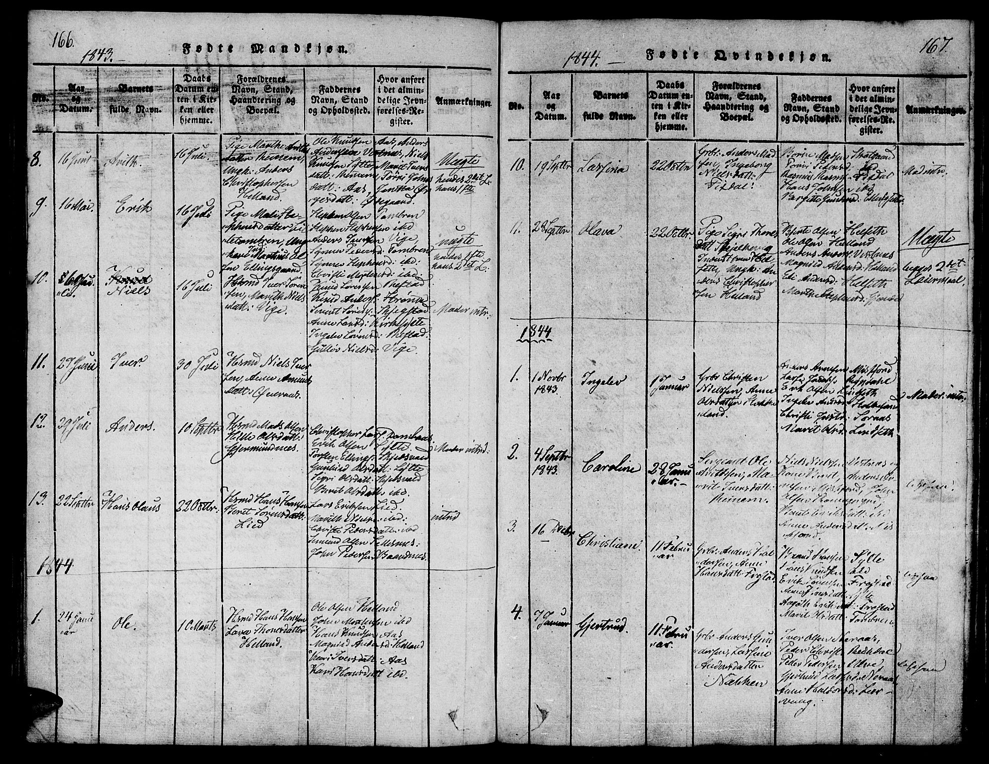 Ministerialprotokoller, klokkerbøker og fødselsregistre - Møre og Romsdal, SAT/A-1454/539/L0528: Parish register (official) no. 539A01, 1818-1847, p. 166-167