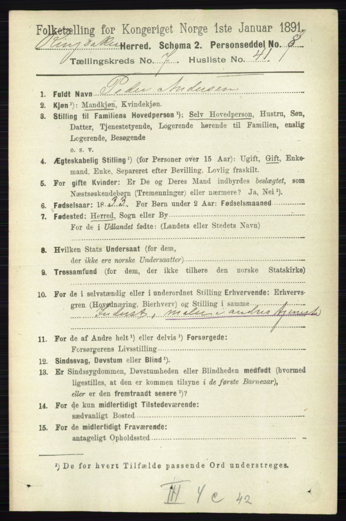 RA, 1891 census for 0412 Ringsaker, 1891, p. 4170