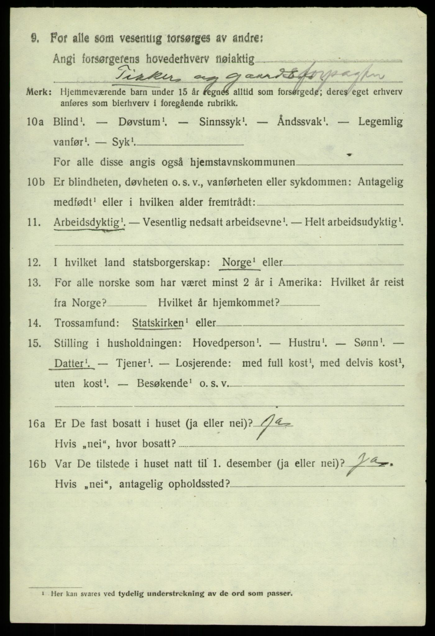 SAB, 1920 census for Austevoll, 1920, p. 2963