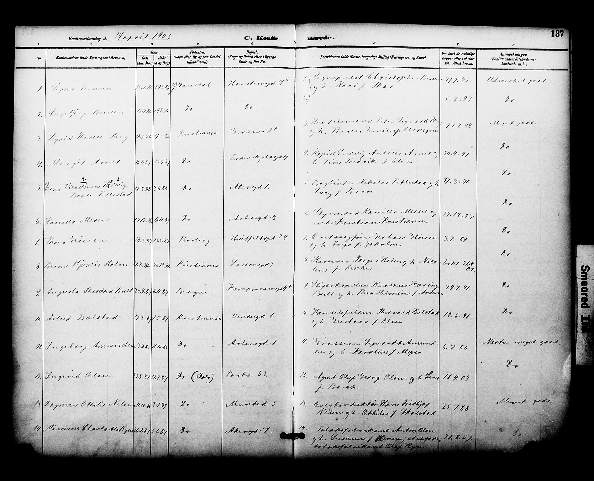 Johannes prestekontor Kirkebøker, AV/SAO-A-10852/F/Fa/L0005: Parish register (official) no. 5, 1893-1907, p. 137