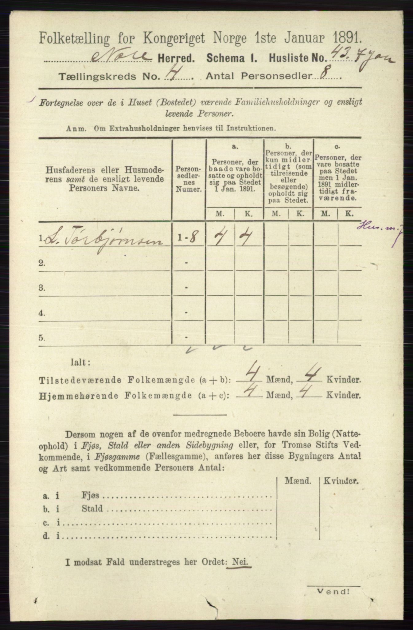 RA, 1891 census for 0633 Nore, 1891, p. 1262