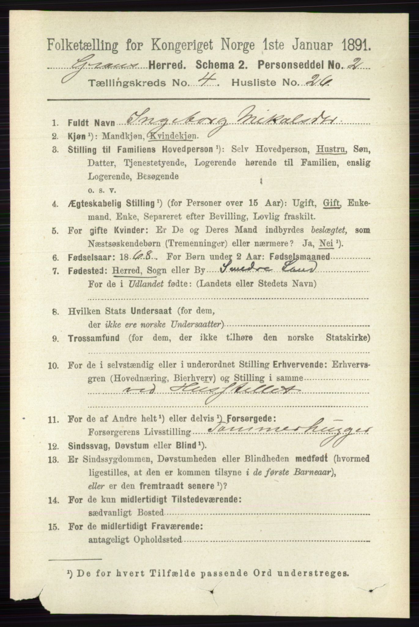 RA, 1891 census for 0534 Gran, 1891, p. 1322