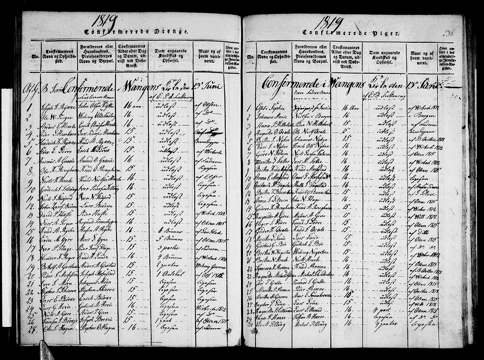Voss sokneprestembete, SAB/A-79001/H/Haa: Parish register (official) no. A 11, 1816-1827, p. 235