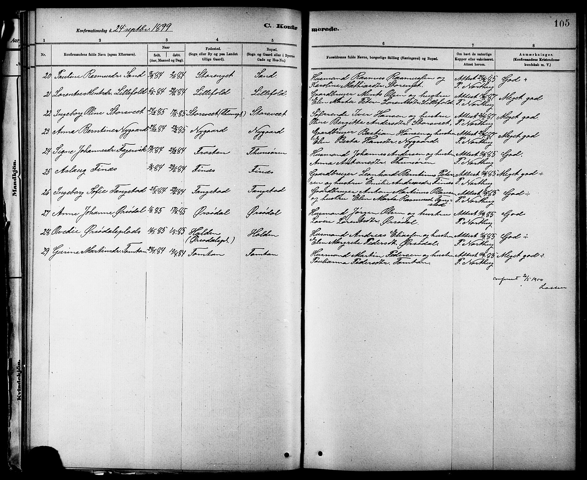 Ministerialprotokoller, klokkerbøker og fødselsregistre - Nord-Trøndelag, SAT/A-1458/744/L0423: Parish register (copy) no. 744C02, 1886-1905, p. 105