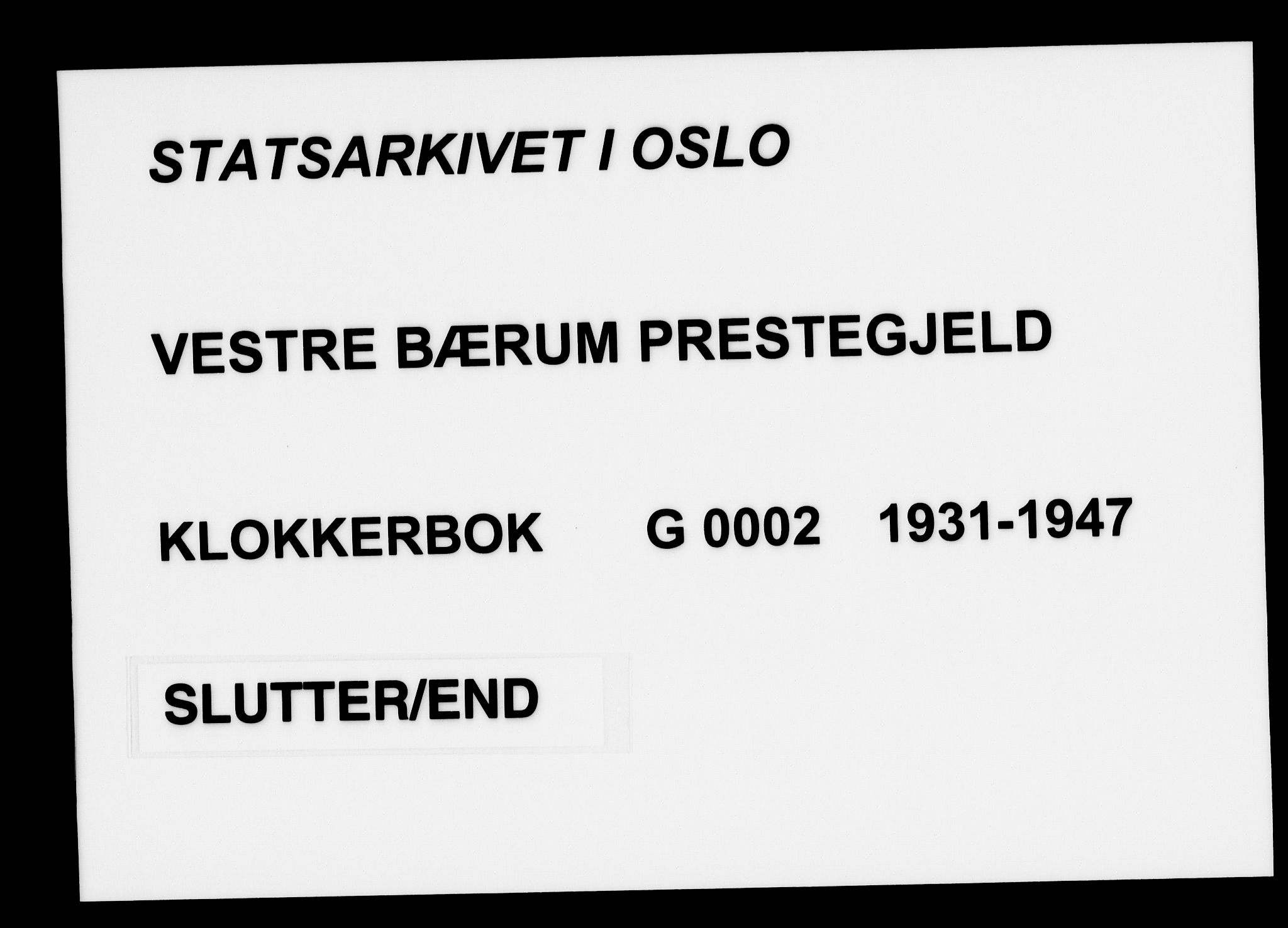 Vestre Bærum prestekontor Kirkebøker, AV/SAO-A-10209a/G/L0002: Parish register (copy) no. 2, 1931-1947