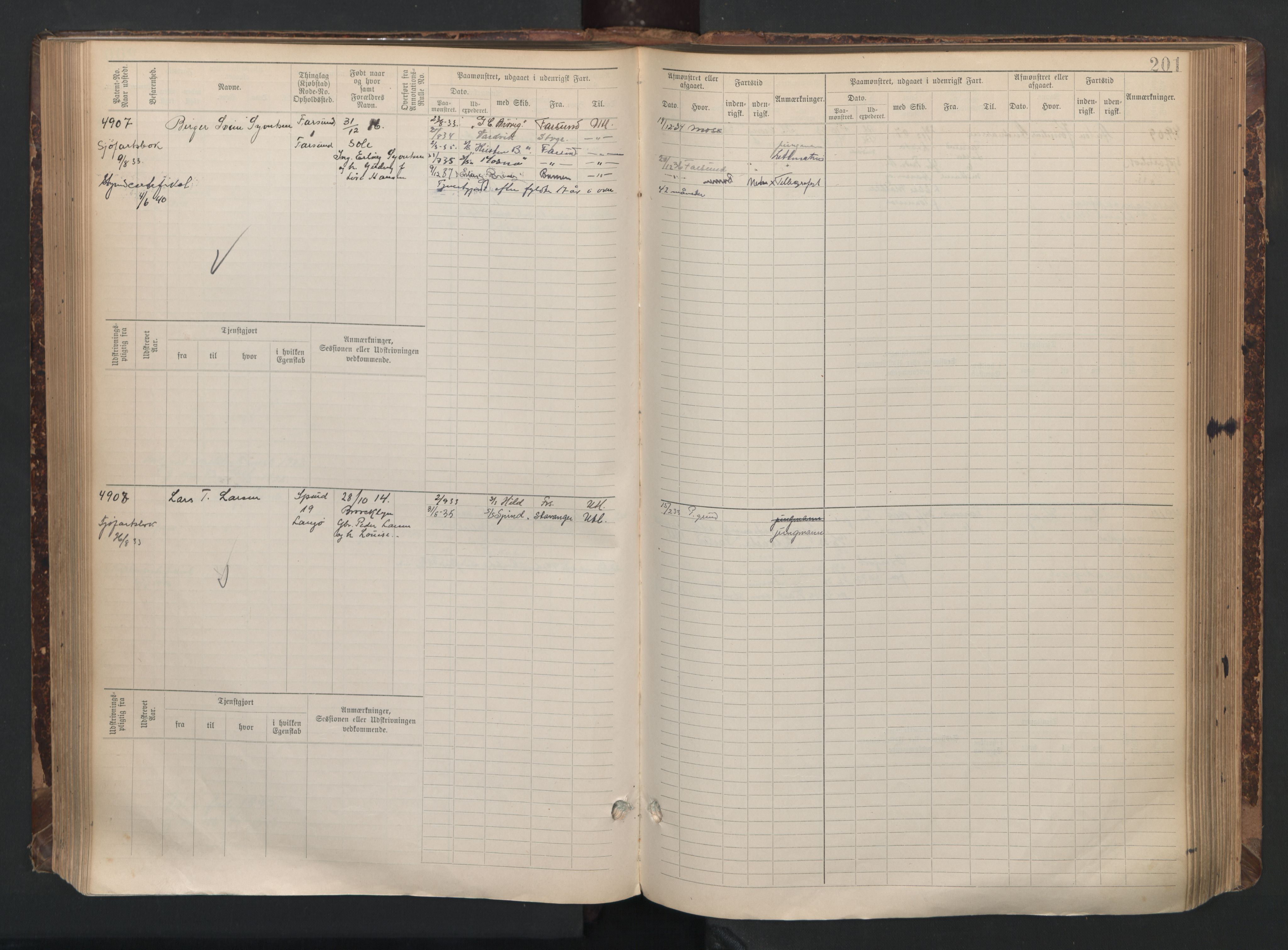 Farsund mønstringskrets, AV/SAK-2031-0017/F/Fb/L0021: Hovedrulle nr 4507-5268, Z-13, 1900-1948, p. 212