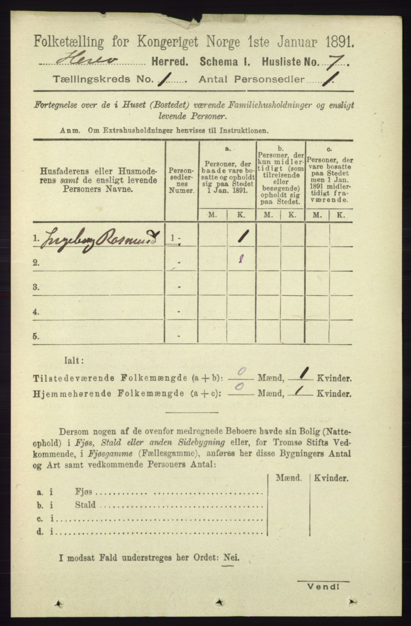 RA, 1891 census for 1258 Herdla, 1891, p. 29