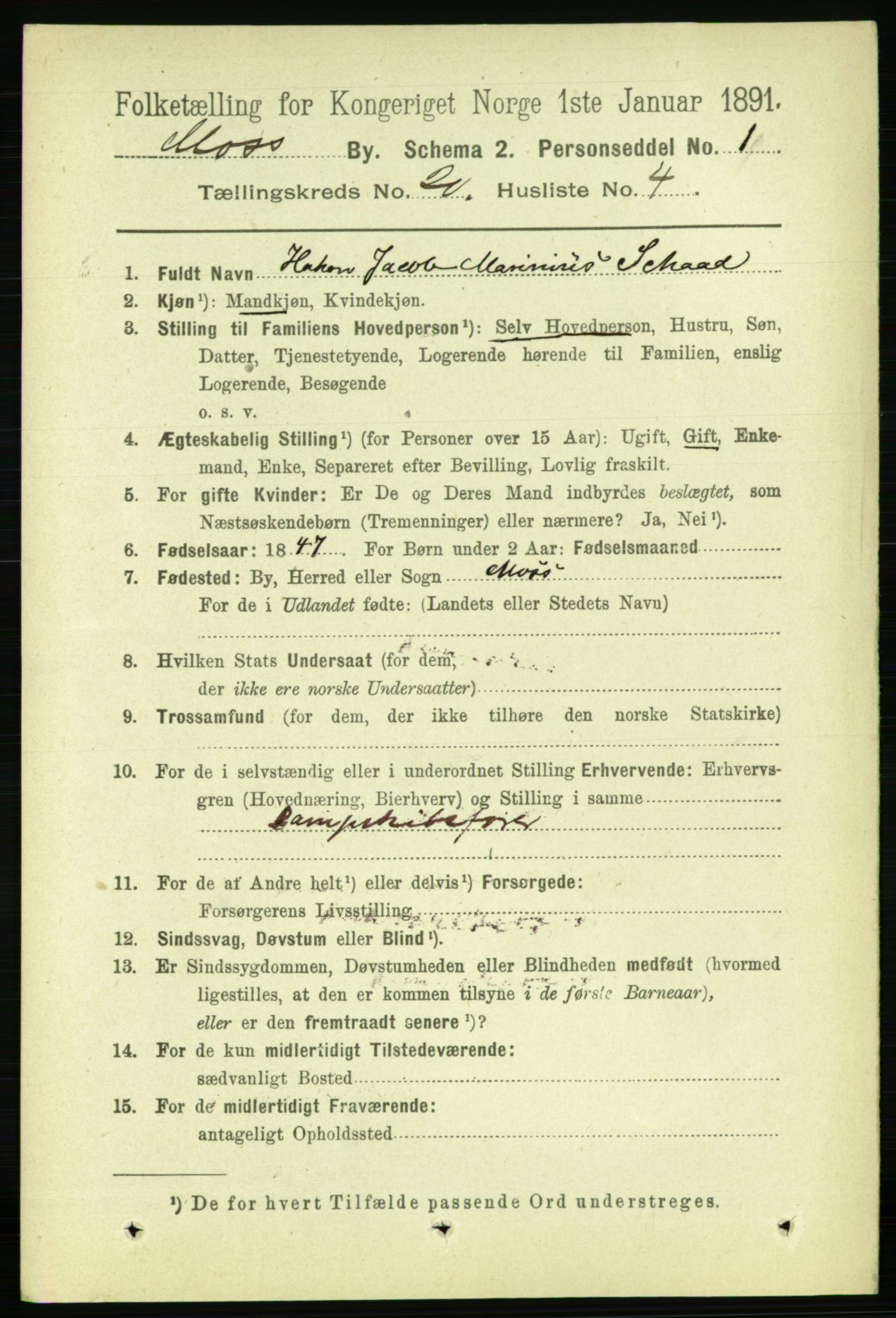 RA, 1891 census for 0104 Moss, 1891, p. 8754