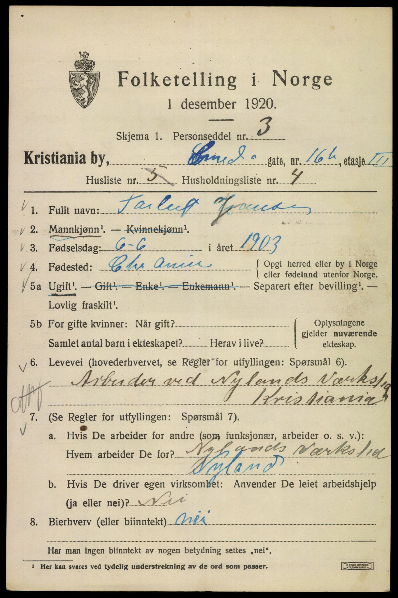 SAO, 1920 census for Kristiania, 1920, p. 519931