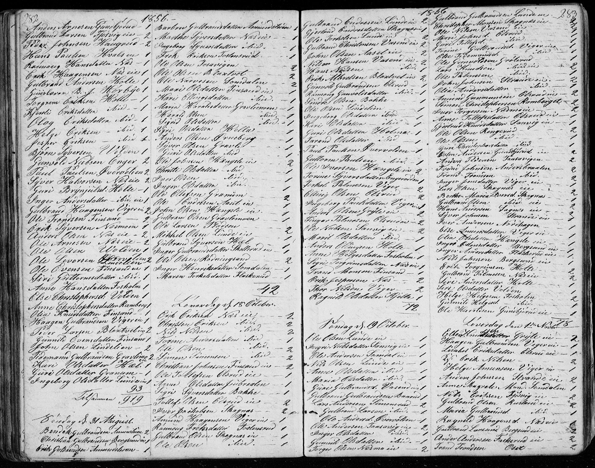 Ådal kirkebøker, SAKO/A-248/G/Ga/L0002: Parish register (copy) no. I 2, 1840-1861, p. 282-283