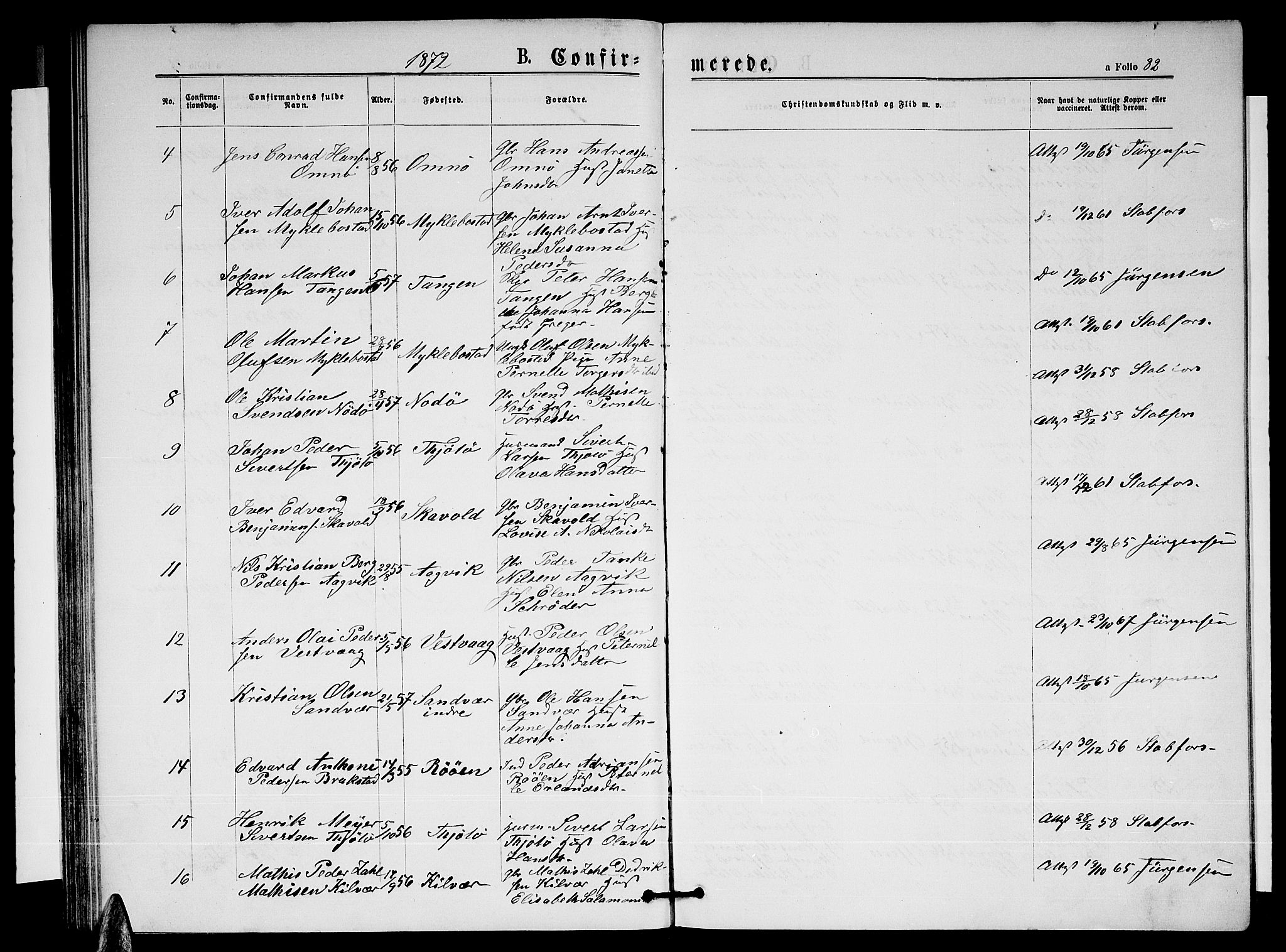 Ministerialprotokoller, klokkerbøker og fødselsregistre - Nordland, AV/SAT-A-1459/817/L0267: Parish register (copy) no. 817C02, 1870-1883, p. 82