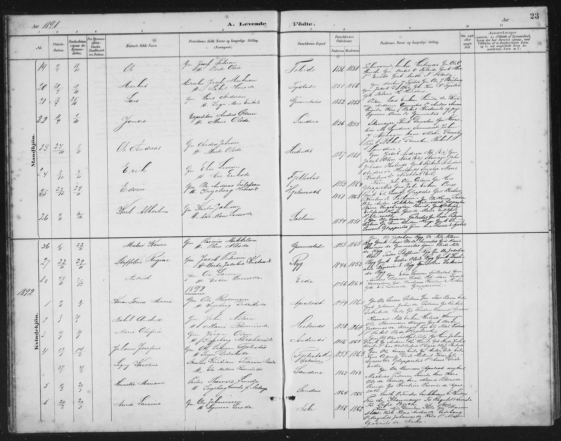 Gloppen sokneprestembete, AV/SAB-A-80101/H/Hab/Habb/L0002: Parish register (copy) no. B 2, 1889-1909, p. 23